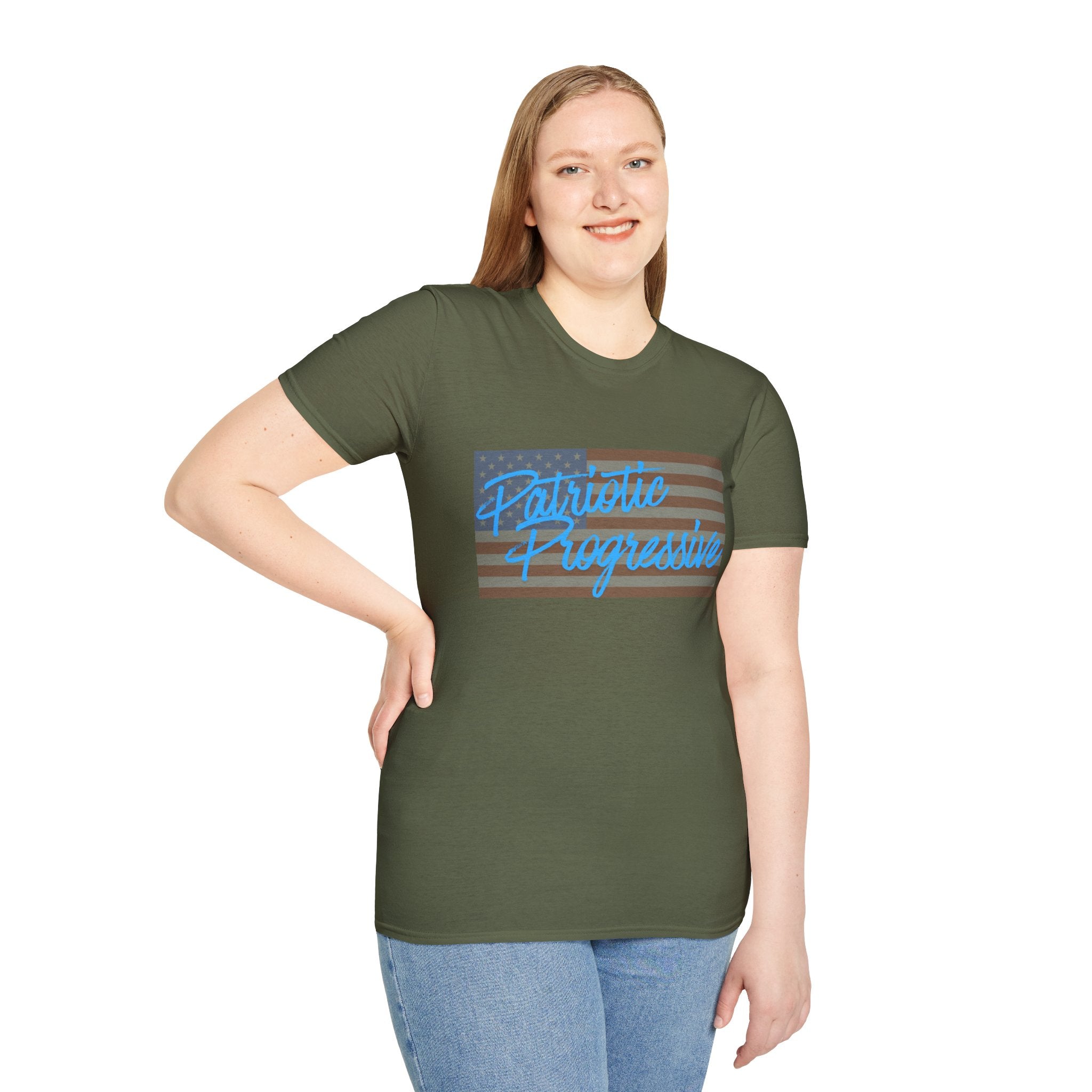 Patriotic Progressive T-Shirt — "Run for Local Government" Back Political Tee