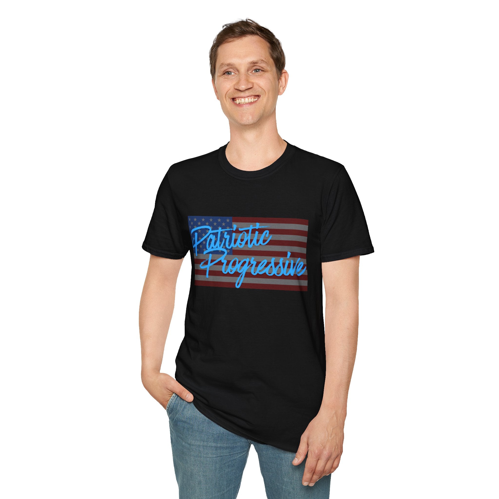 Patriotic Progressive T-Shirt — "Run for Local Government" Back Political Tee