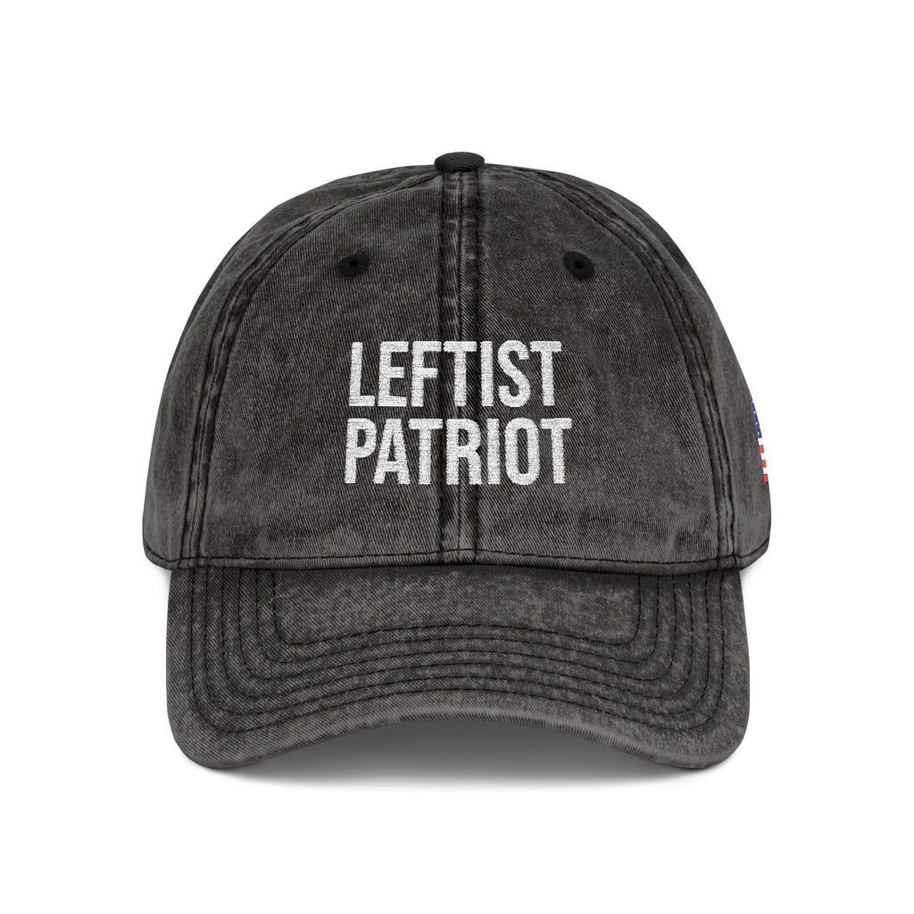 Leftist Patriot Vintage Embroidered Cap — Distressed Red American Flag Hat