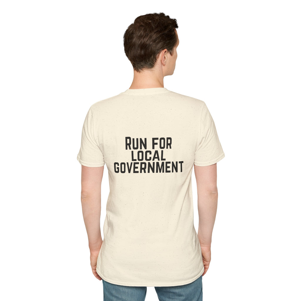 Patriotic Progressive T-Shirt — "Run for Local Government" Back Political Tee