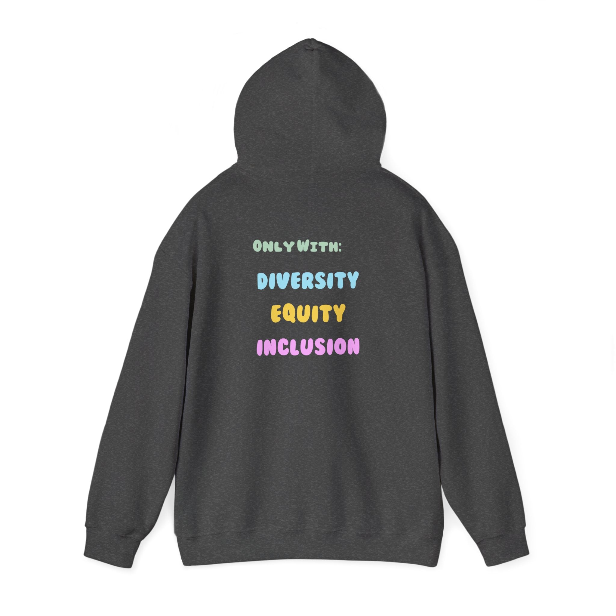 Brighter Days Ahead Hoodie — Pastel Sun Graphic with Diversity Equity Inclusion Back