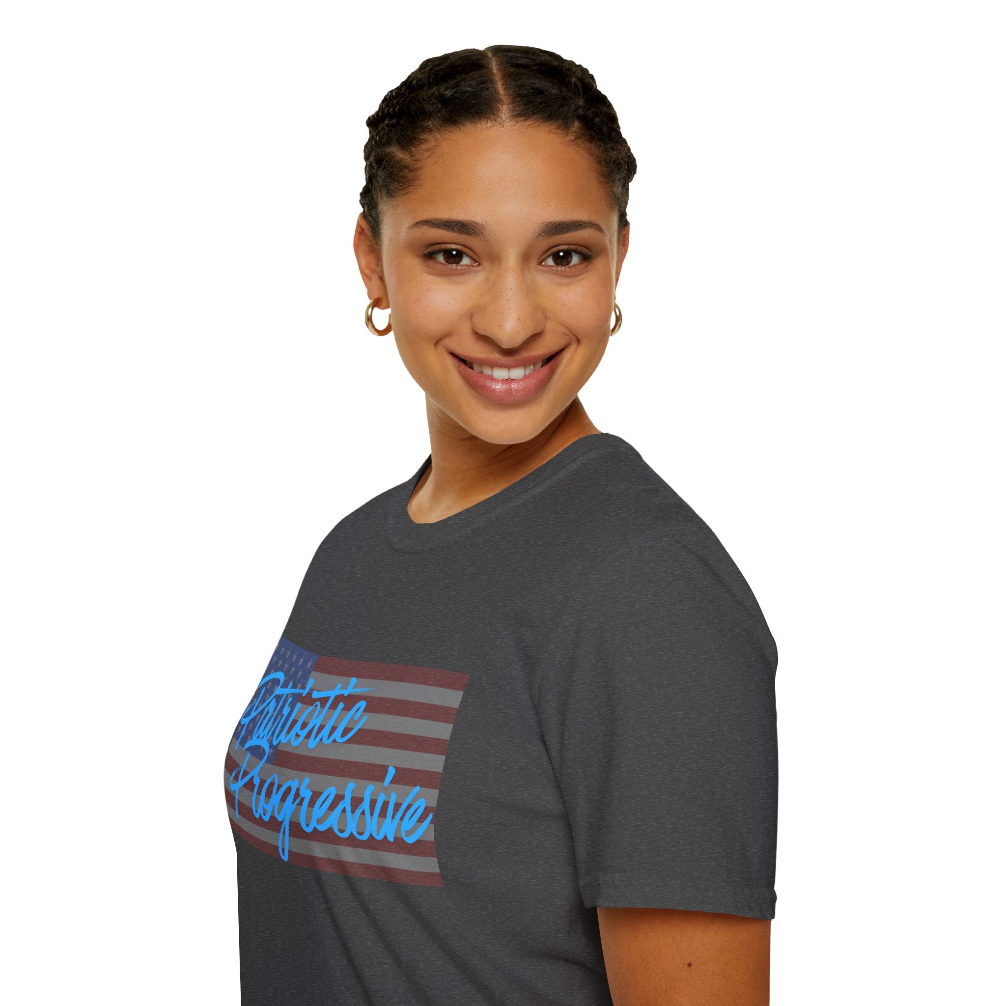 Patriotic Progressive T-Shirt — "Run for Local Government" Back Political Tee
