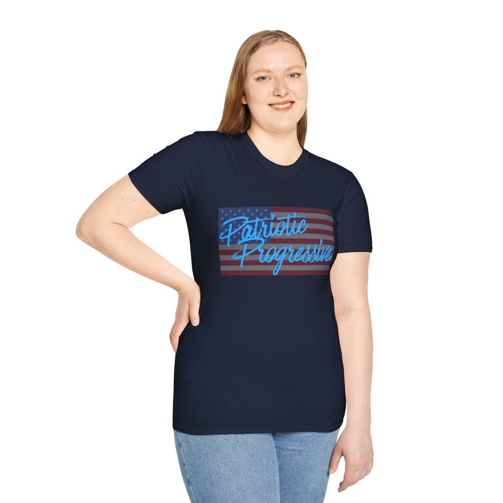 Patriotic Progressive T-Shirt — "Run for Local Government" Back Political Tee