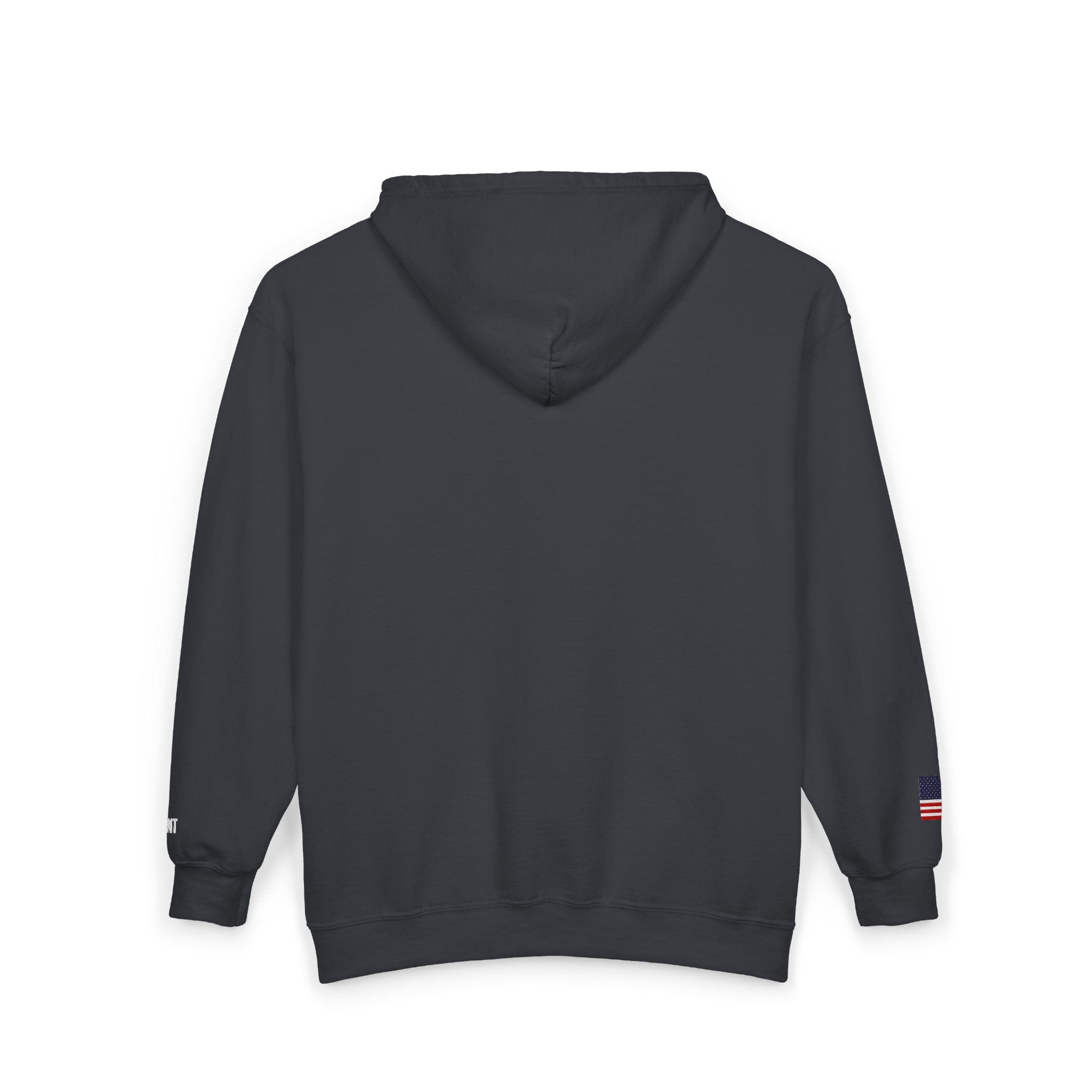 Embroidered Zip Hoodie — "Radical Leftist Scum" Full-Zip Sweatshirt, with "I Dissent" on left wrist