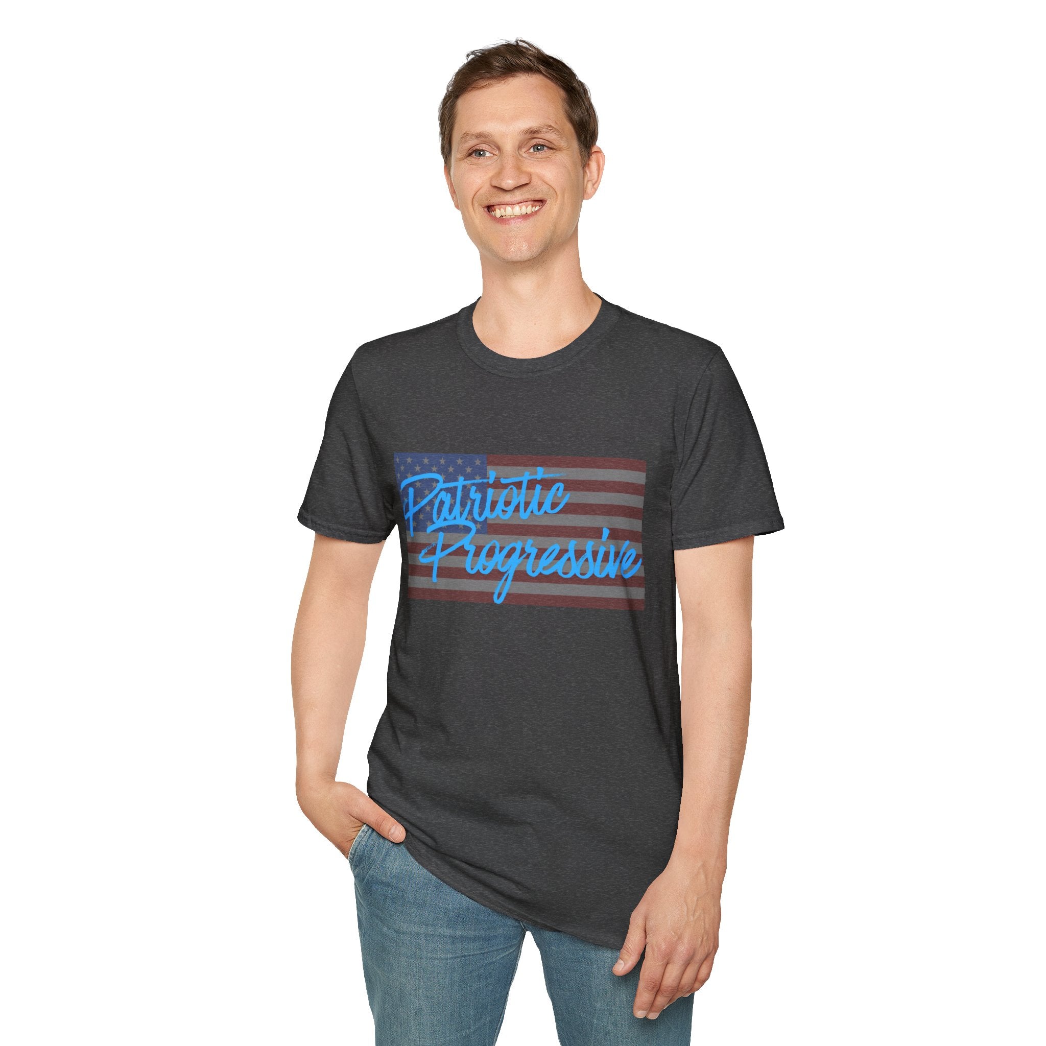 Patriotic Progressive T-Shirt — "Run for Local Government" Back Political Tee