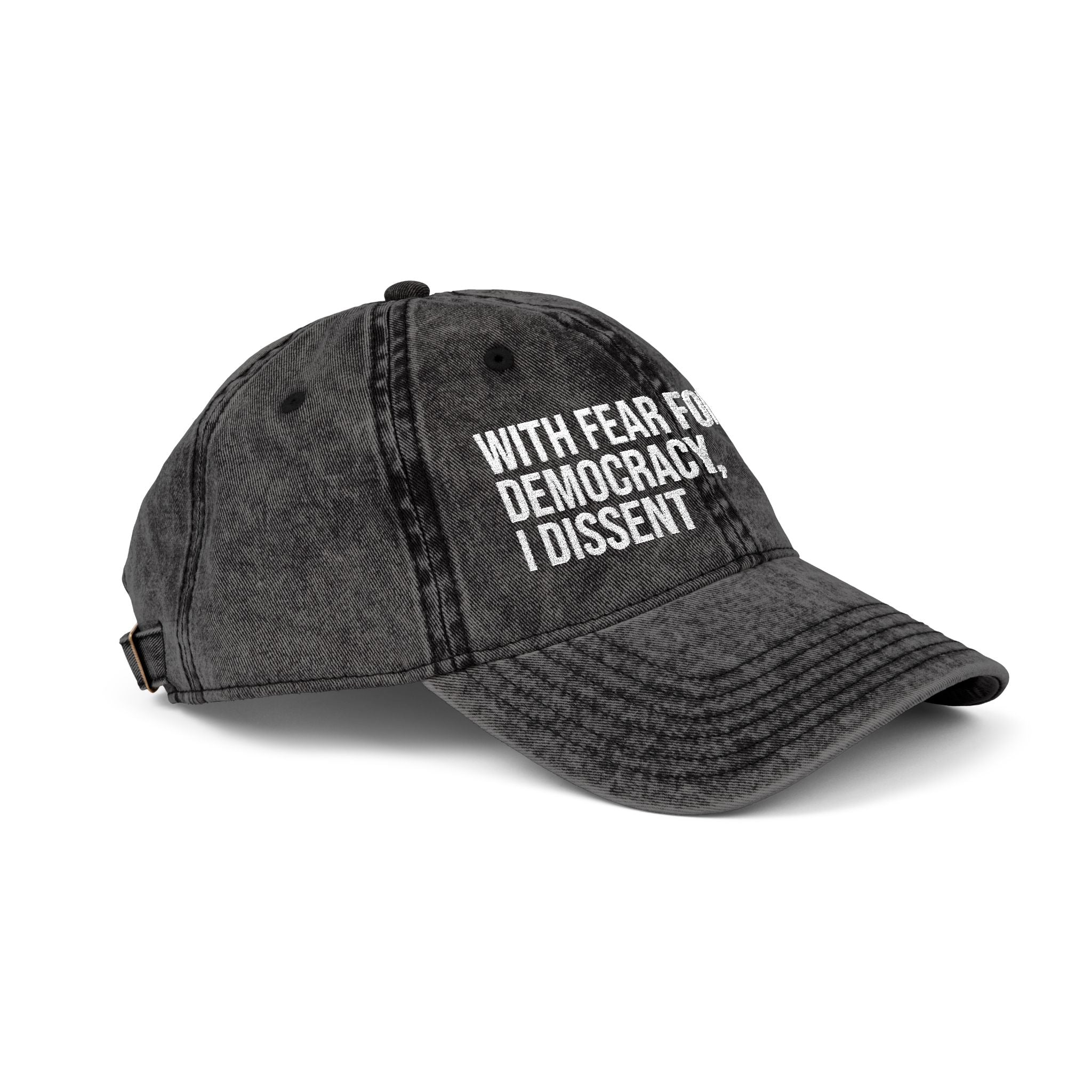 Embroidered Vintage Cap — "With Fear for Our Democracy, I Dissent"