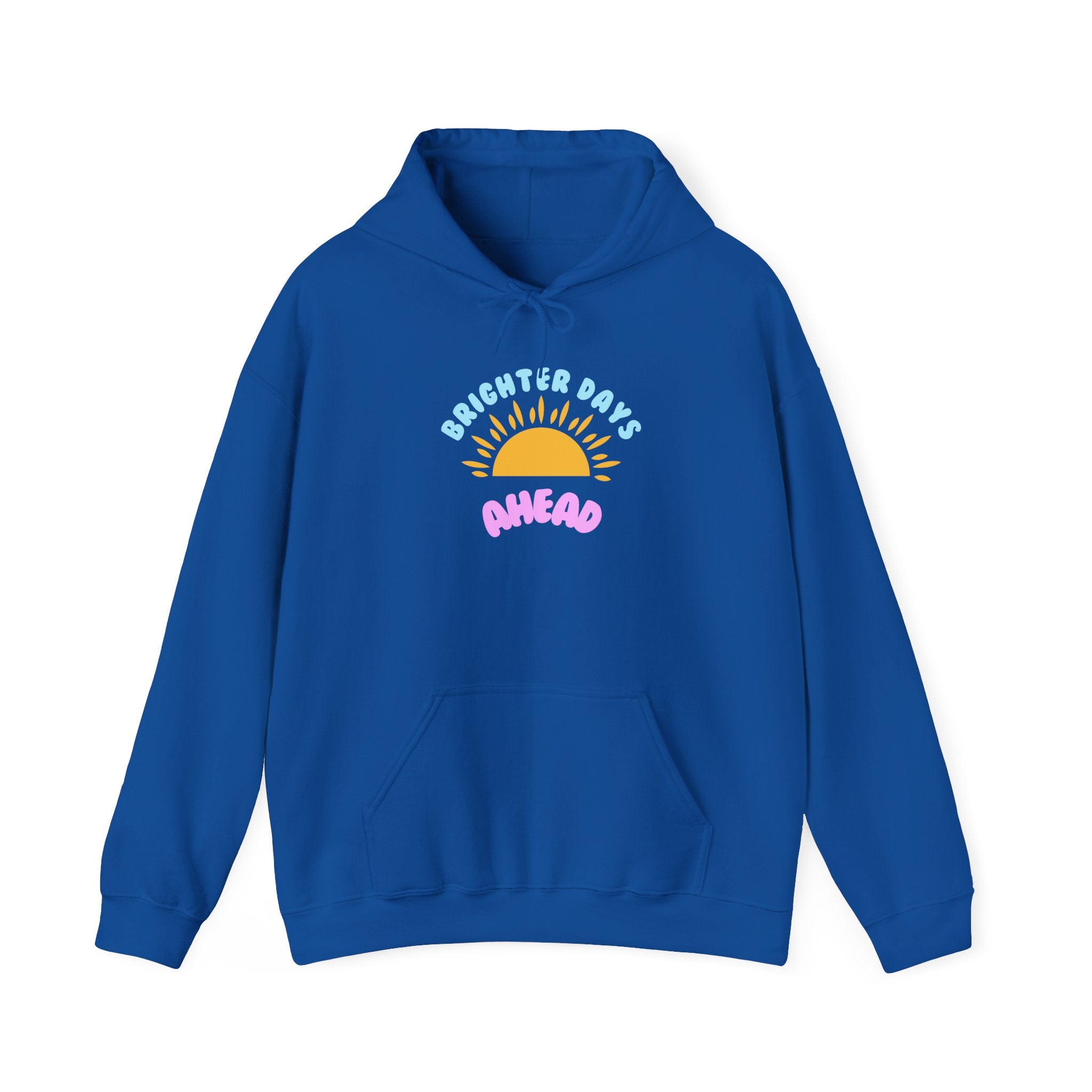 Brighter Days Ahead Hoodie — Pastel Sun Graphic with Diversity Equity Inclusion Back