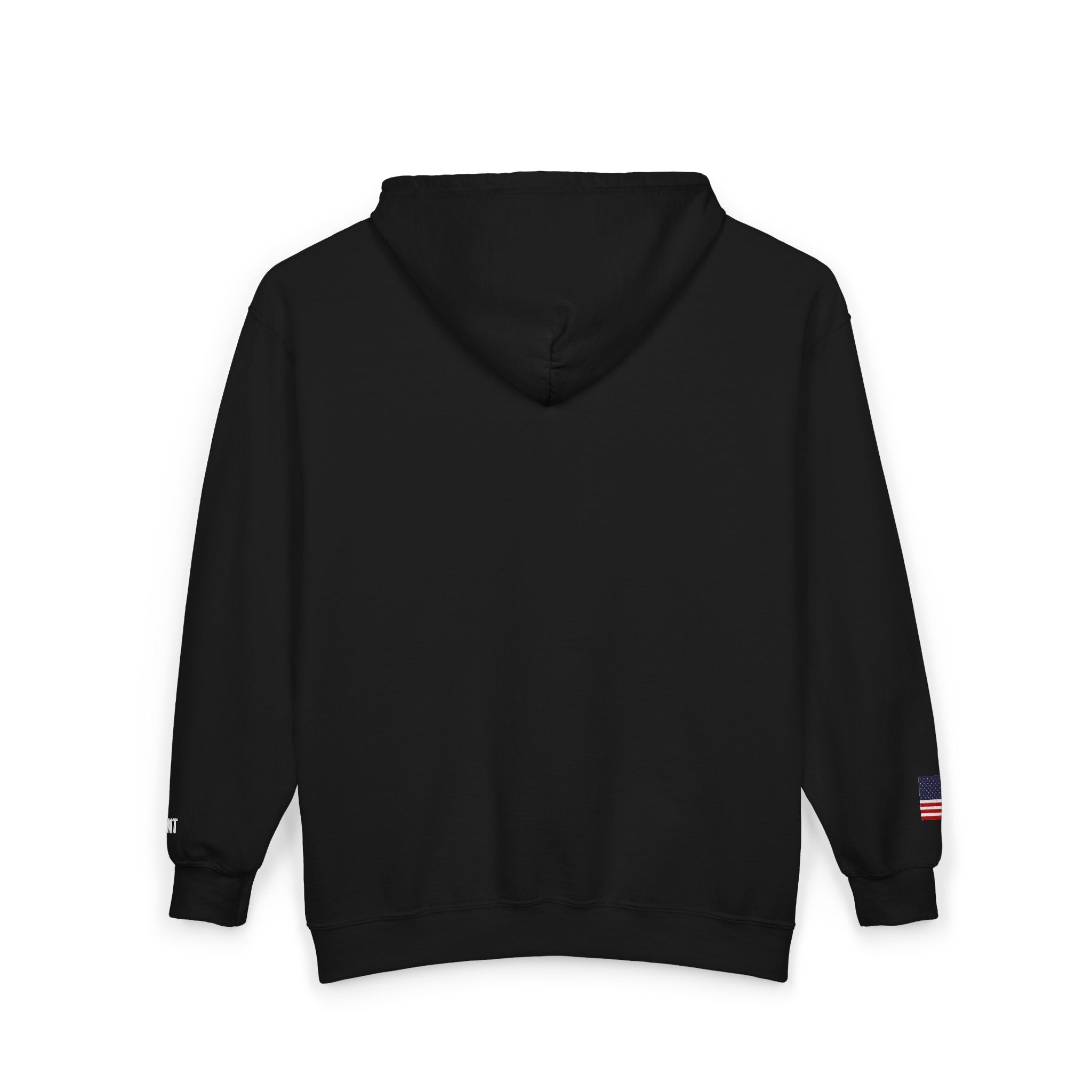 Embroidered Zip Hoodie — "Radical Leftist Scum" Full-Zip Sweatshirt, with "I Dissent" on left wrist