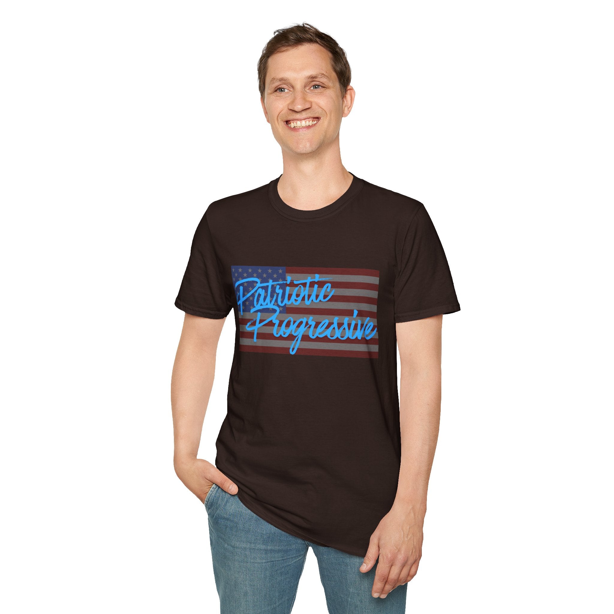 Patriotic Progressive T-Shirt — "Run for Local Government" Back Political Tee