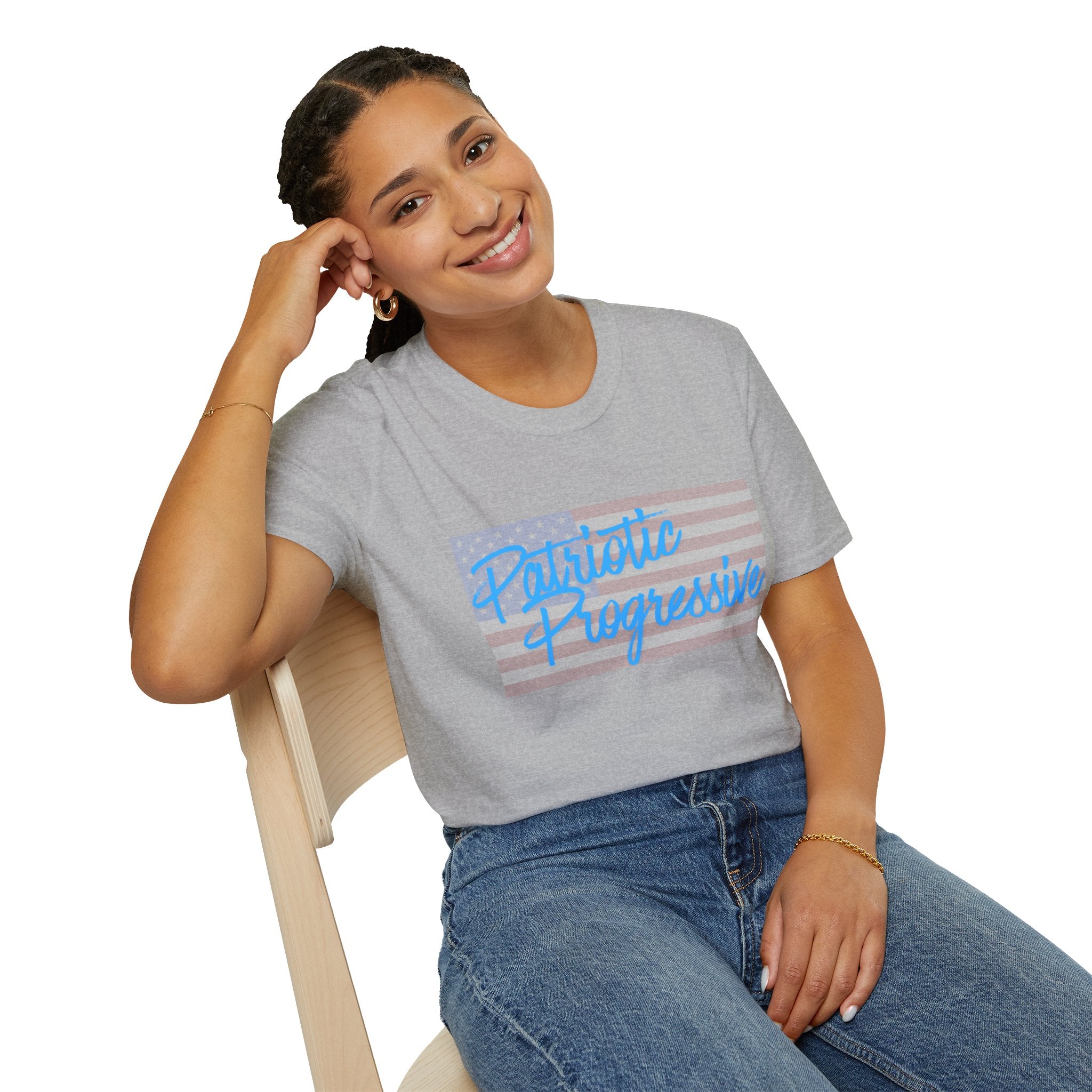 Patriotic Progressive T-Shirt — "Run for Local Government" Back Political Tee