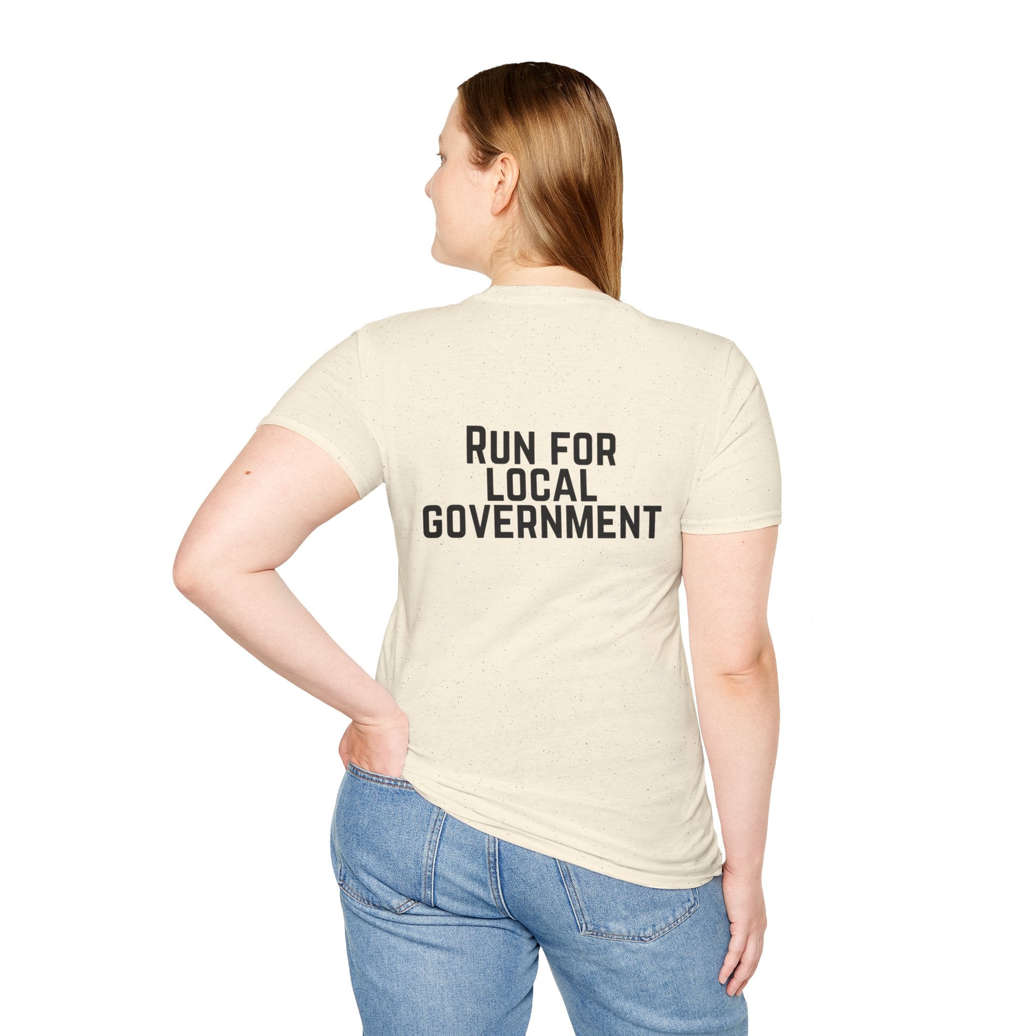 Patriotic Progressive T-Shirt — "Run for Local Government" Back Political Tee