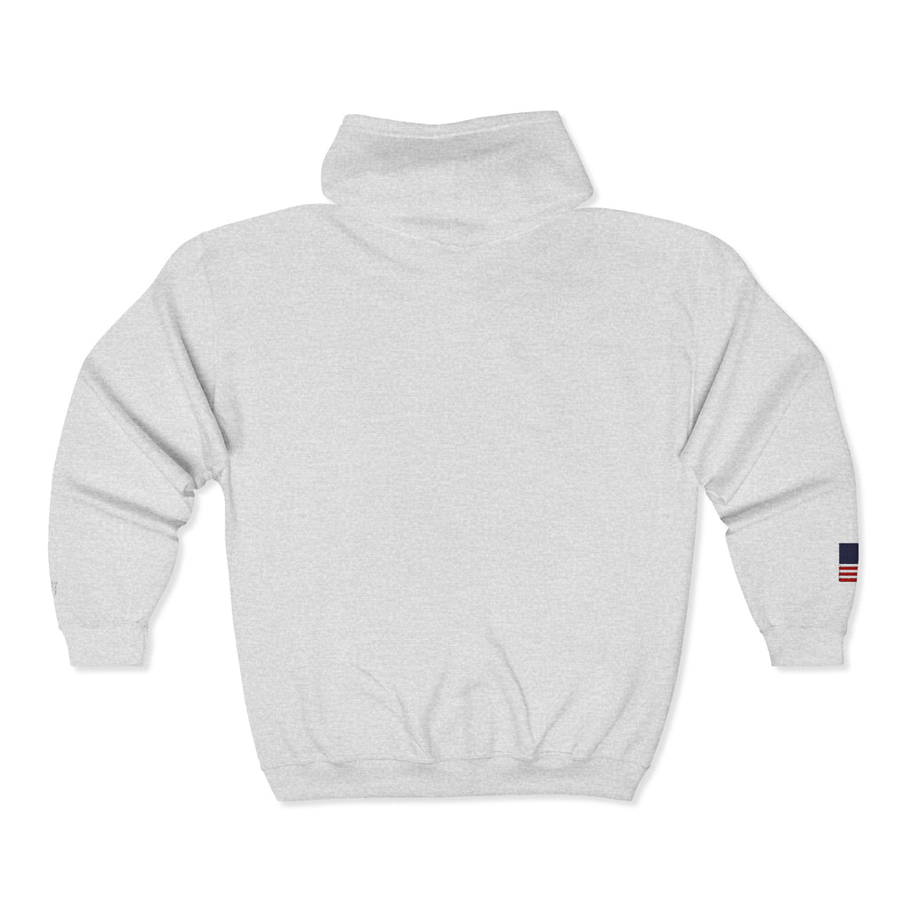 Embroidered Zip Hoodie — "Radical Leftist Scum" Full-Zip Sweatshirt, with "I Dissent" on left wrist