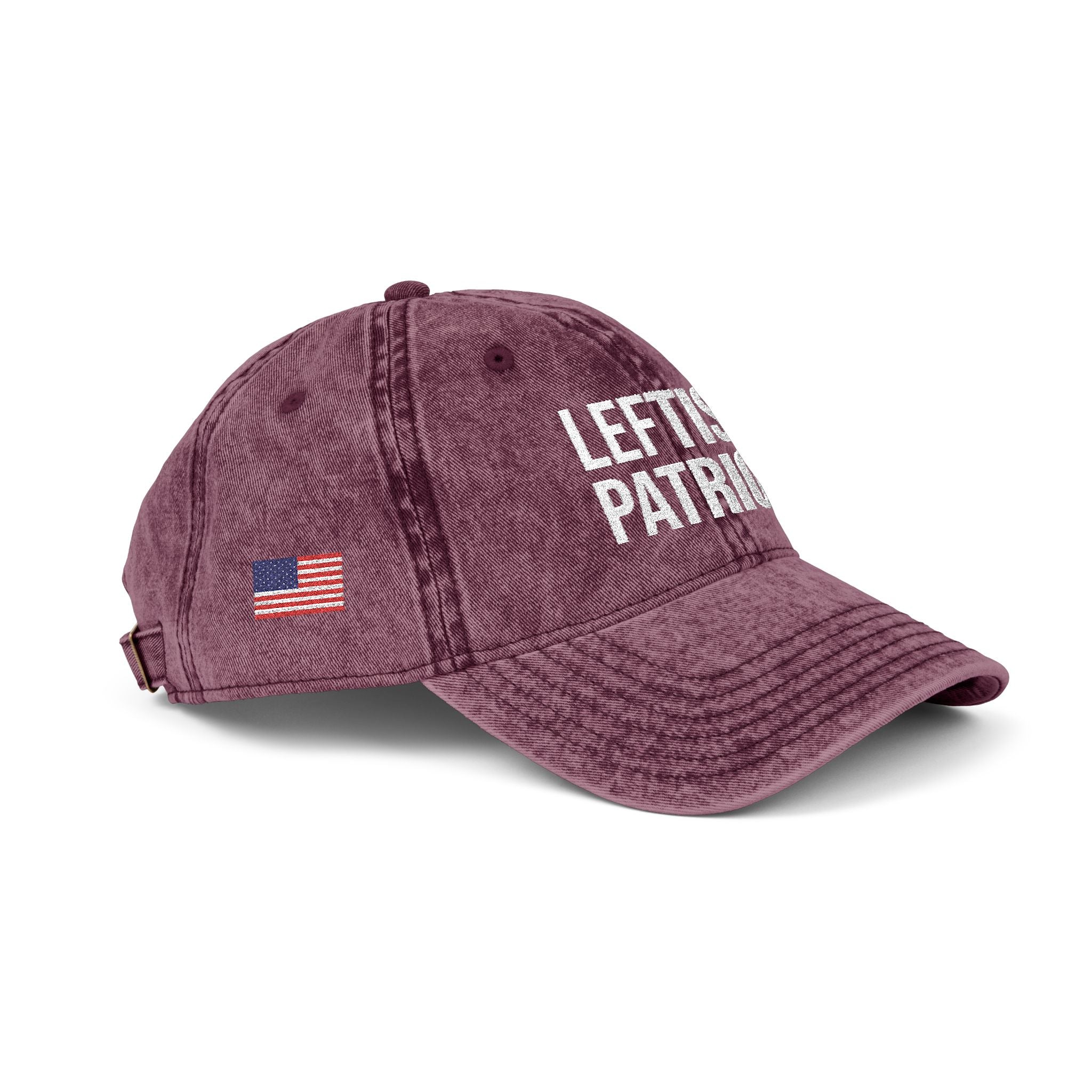 Leftist Patriot Vintage Embroidered Cap — Distressed Red American Flag Hat