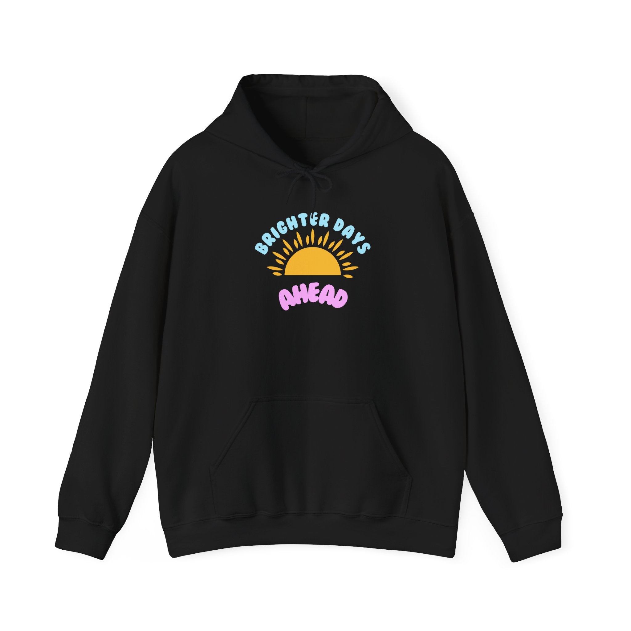 Brighter Days Ahead Hoodie — Pastel Sun Graphic with Diversity Equity Inclusion Back