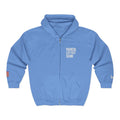 Embroidered Zip Hoodie — "Radical Leftist Scum" Full-Zip Sweatshirt, with "I Dissent" on left wrist