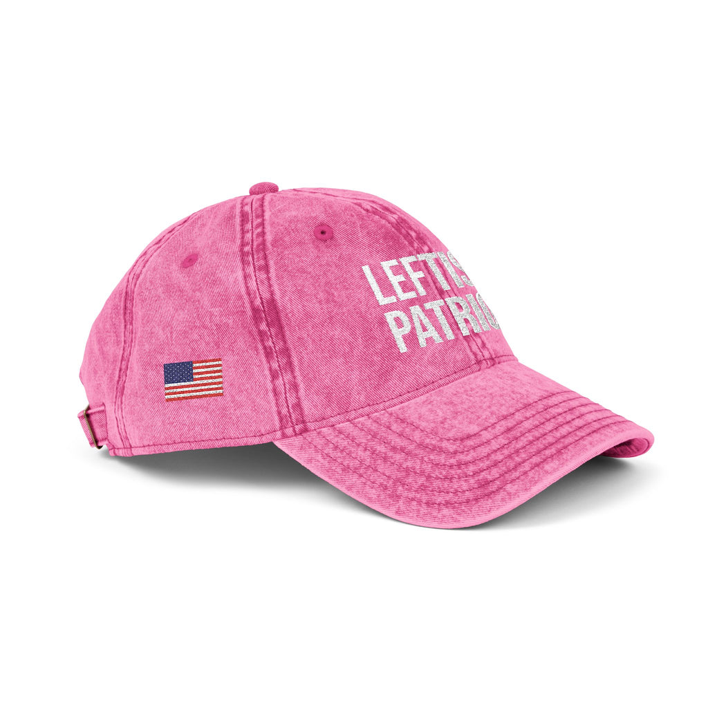 Leftist Patriot Vintage Embroidered Cap — Distressed Red American Flag Hat