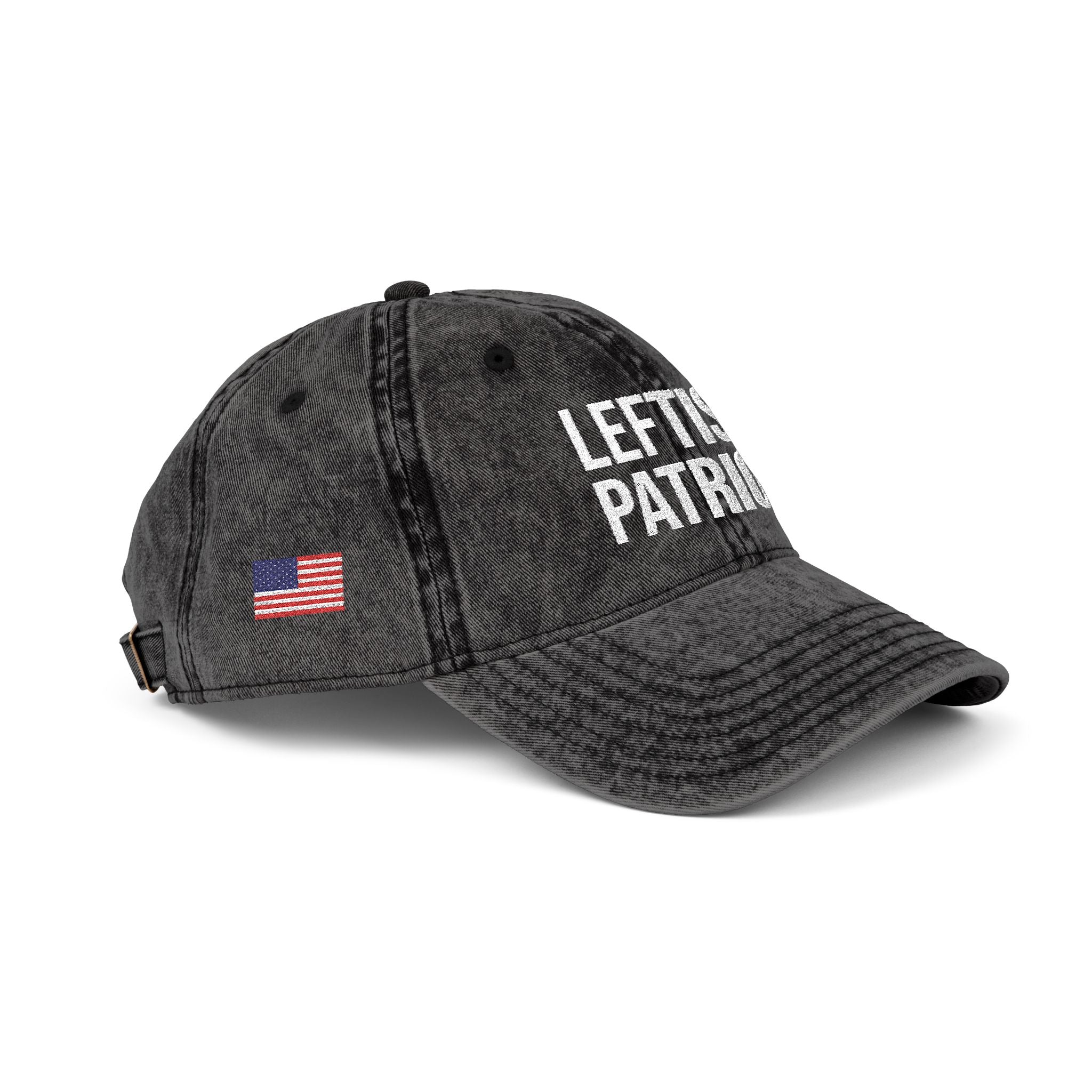Leftist Patriot Vintage Embroidered Cap — Distressed Red American Flag Hat