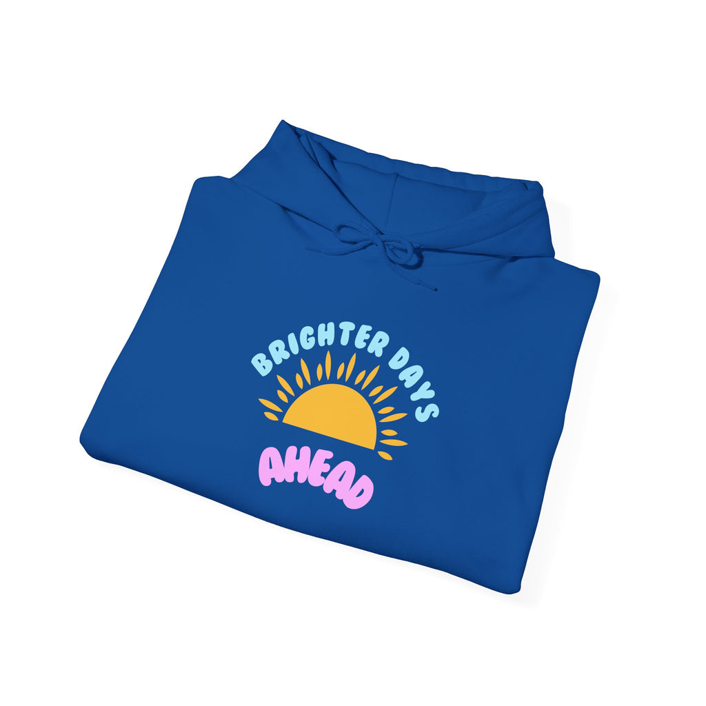 Brighter Days Ahead Hoodie — Pastel Sun Graphic with Diversity Equity Inclusion Back