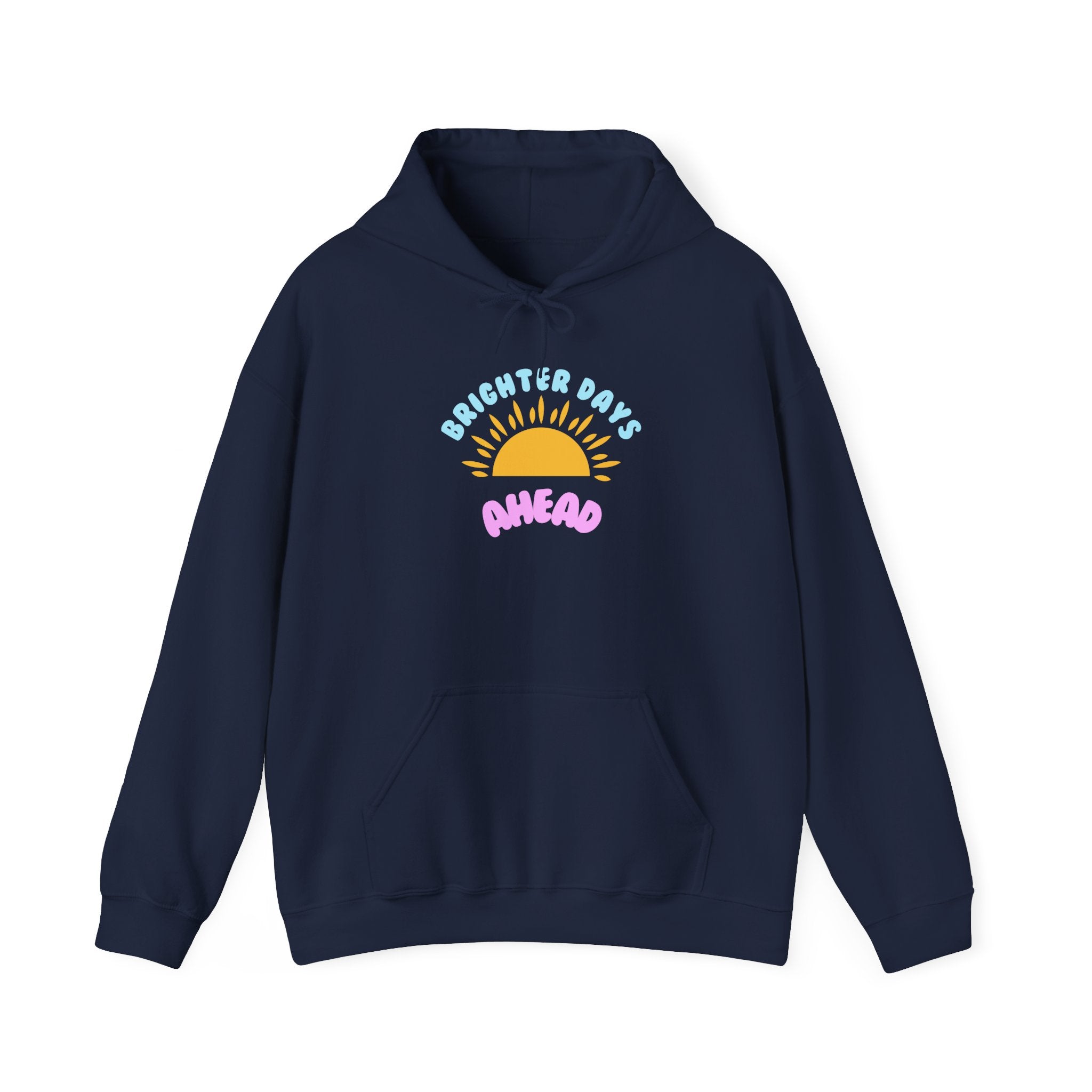 Brighter Days Ahead Hoodie — Pastel Sun Graphic with Diversity Equity Inclusion Back
