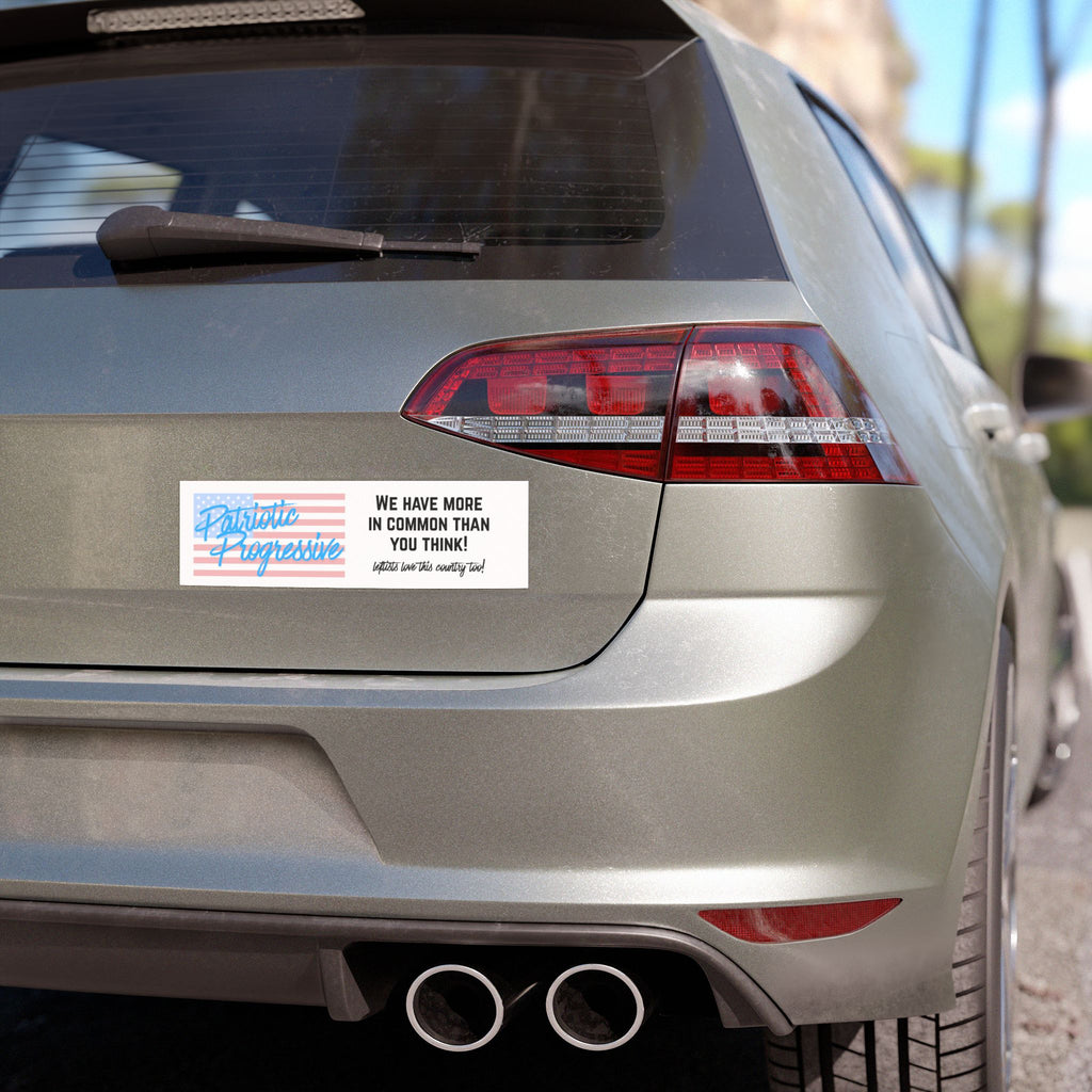 Patriotic Progressive Car Magnet — "We Have More in Common Than You Think! Leftists Love This Country Too"