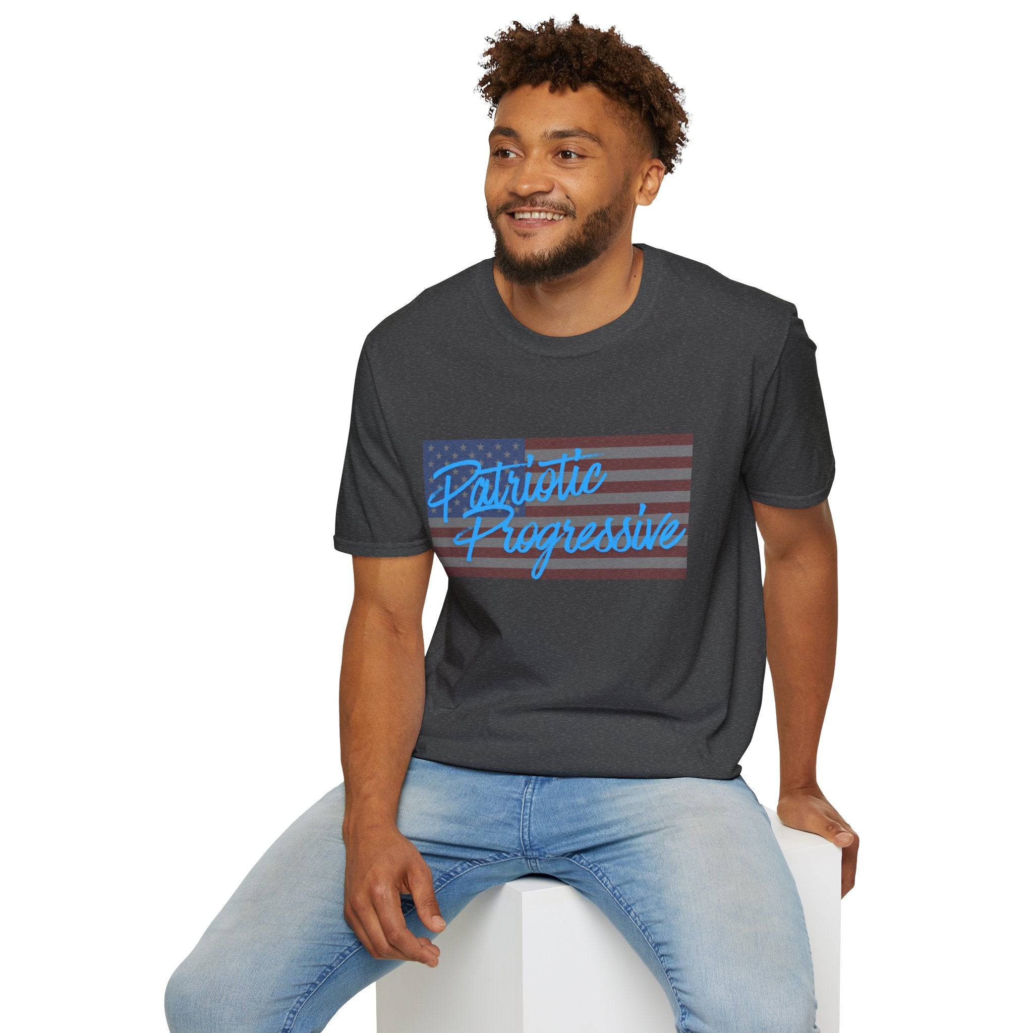 Patriotic Progressive T-Shirt — "Run for Local Government" Back Political Tee