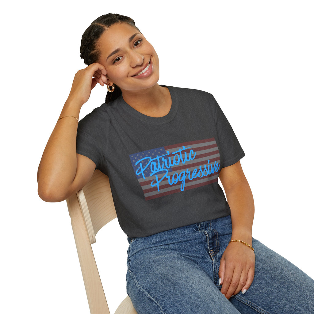 Patriotic Progressive T-Shirt — "Run for Local Government" Back Political Tee
