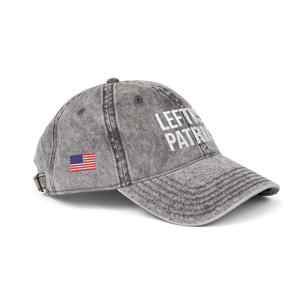 Leftist Patriot Vintage Embroidered Cap — Distressed Red American Flag Hat
