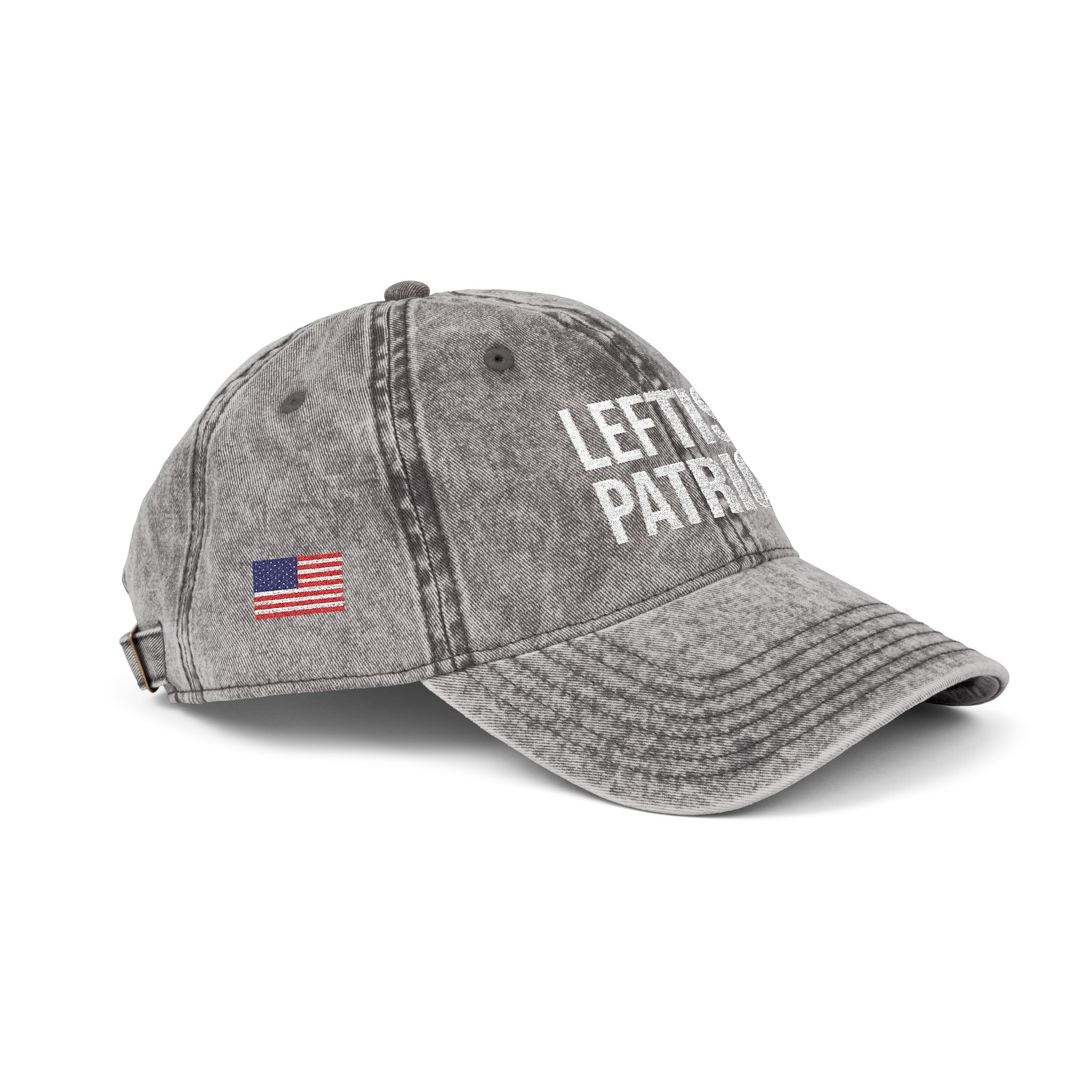 Leftist Patriot Vintage Embroidered Cap — Distressed Red American Flag Hat