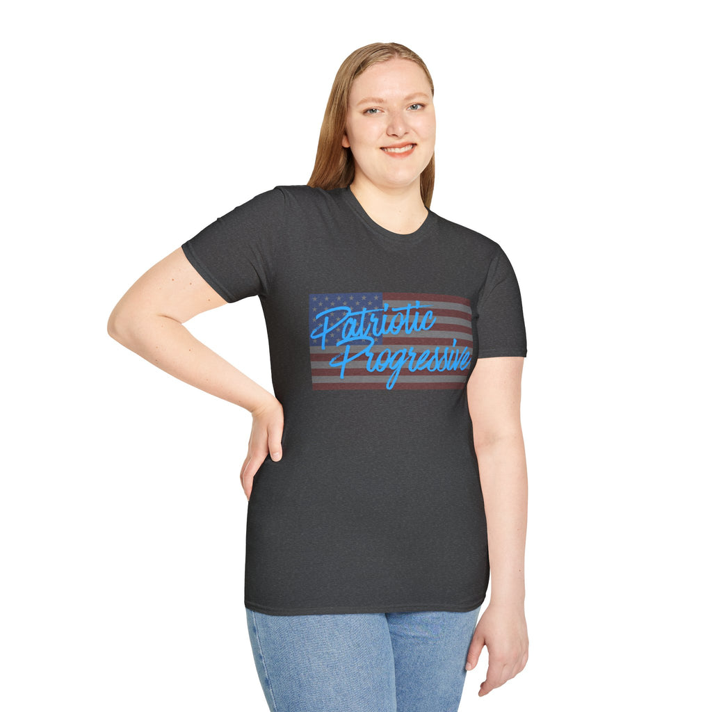 Patriotic Progressive T-Shirt — "Run for Local Government" Back Political Tee