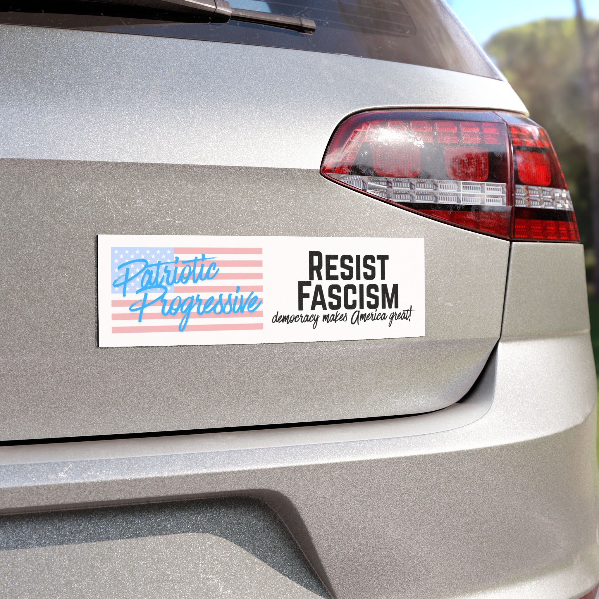 Resist Fascism Car Magnet — Patriotic Progressive Bumper Sticker