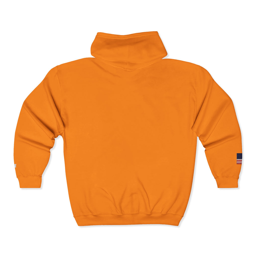 Embroidered Zip Hoodie — "Radical Leftist Scum" Full-Zip Sweatshirt, with "I Dissent" on left wrist