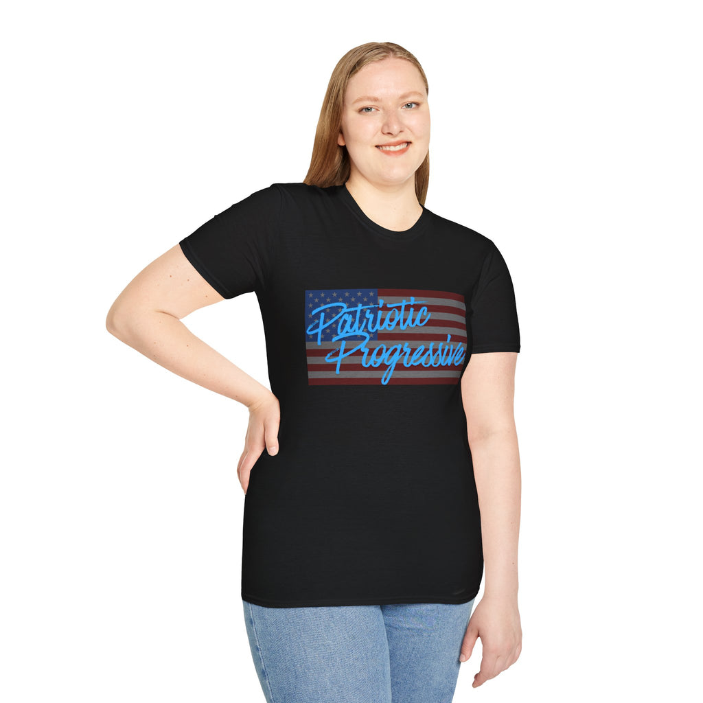 Patriotic Progressive T-Shirt — "Run for Local Government" Back Political Tee