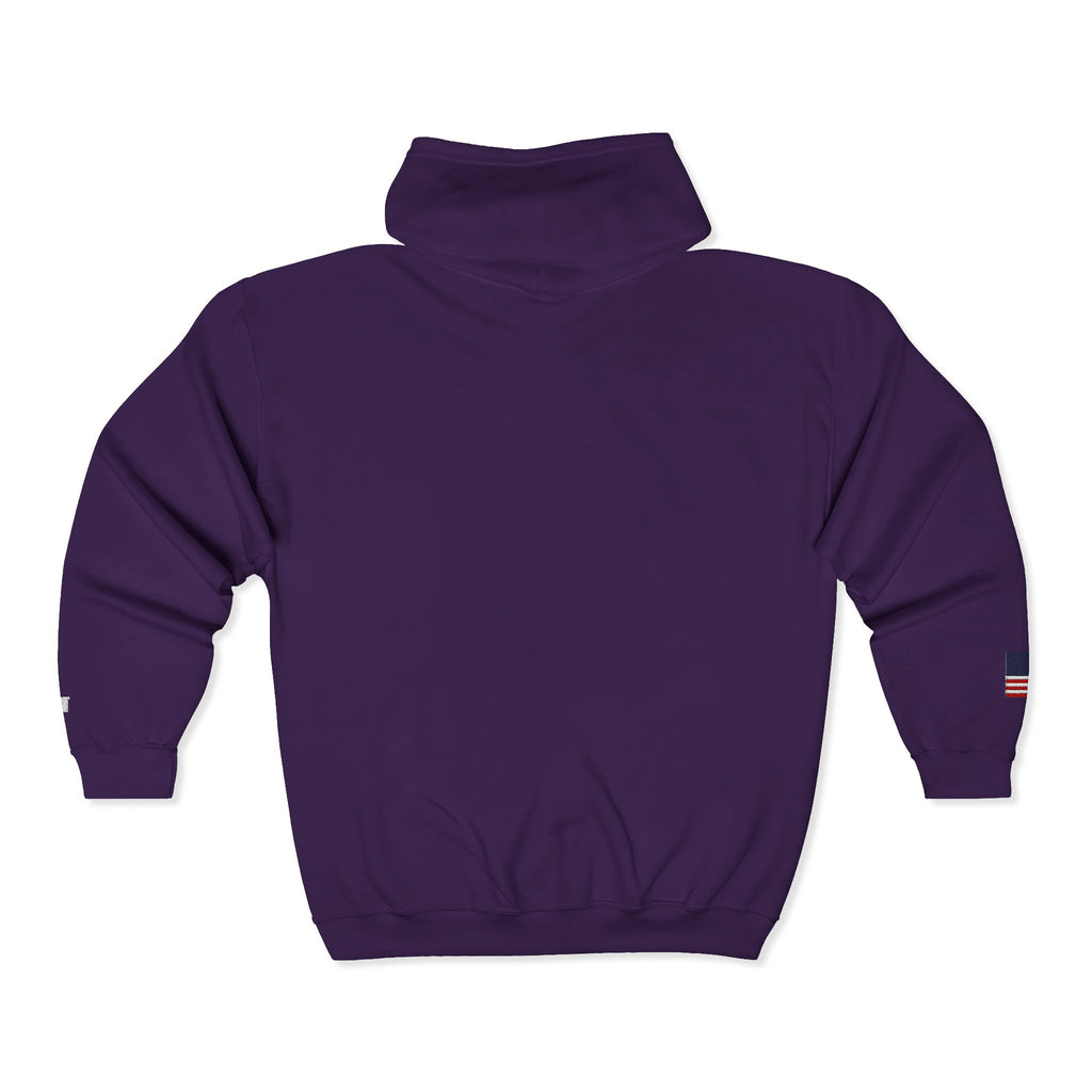 Embroidered Zip Hoodie — "Radical Leftist Scum" Full-Zip Sweatshirt, with "I Dissent" on left wrist