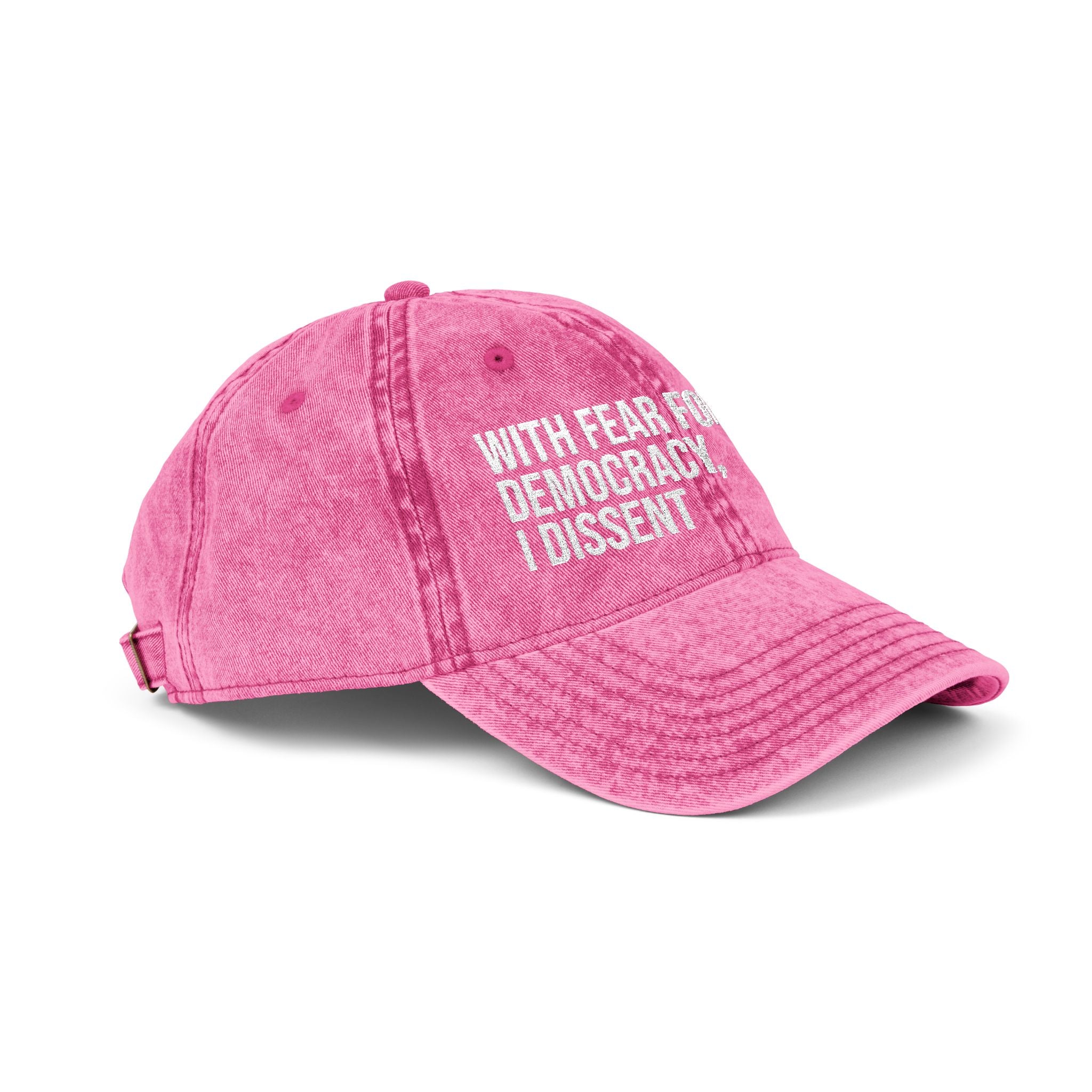 Embroidered Vintage Cap — "With Fear for Our Democracy, I Dissent"