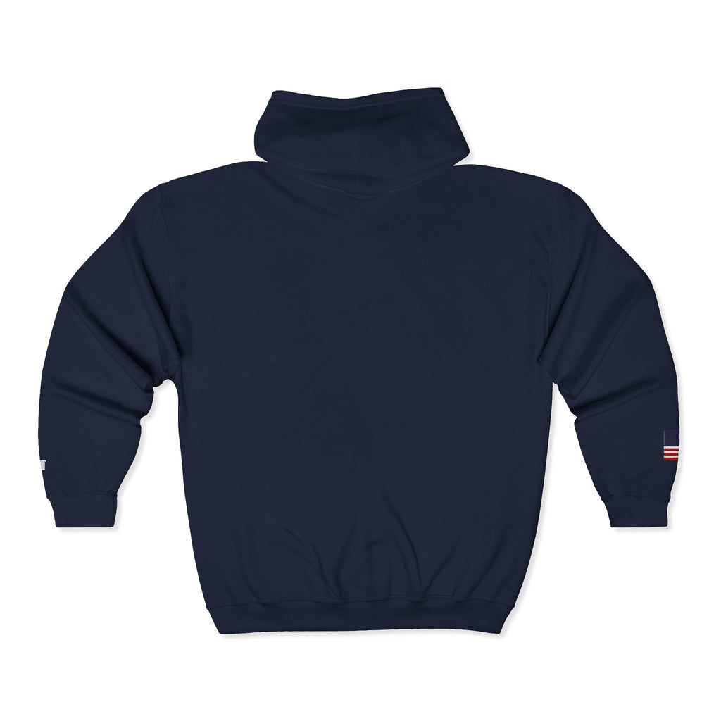 Embroidered Zip Hoodie — "Radical Leftist Scum" Full-Zip Sweatshirt, with "I Dissent" on left wrist