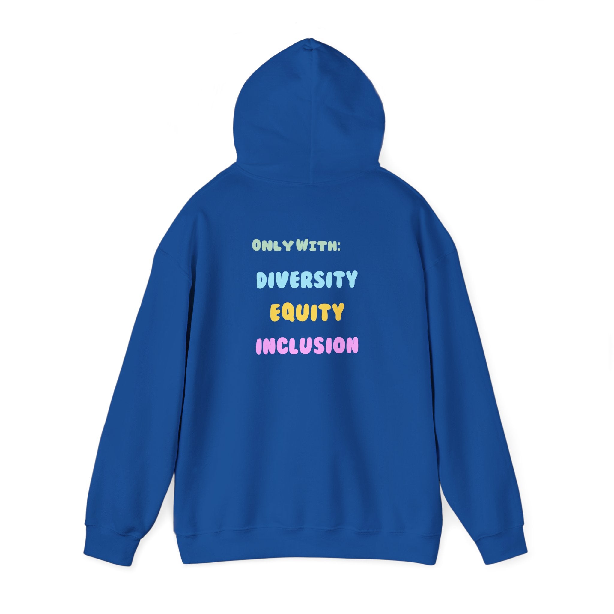 Brighter Days Ahead Hoodie — Pastel Sun Graphic with Diversity Equity Inclusion Back