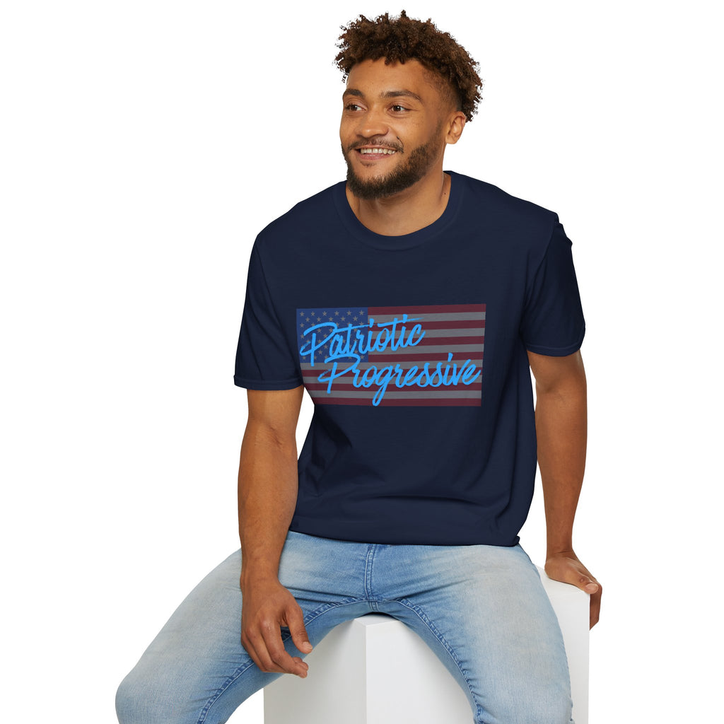Patriotic Progressive T-Shirt — "Run for Local Government" Back Political Tee