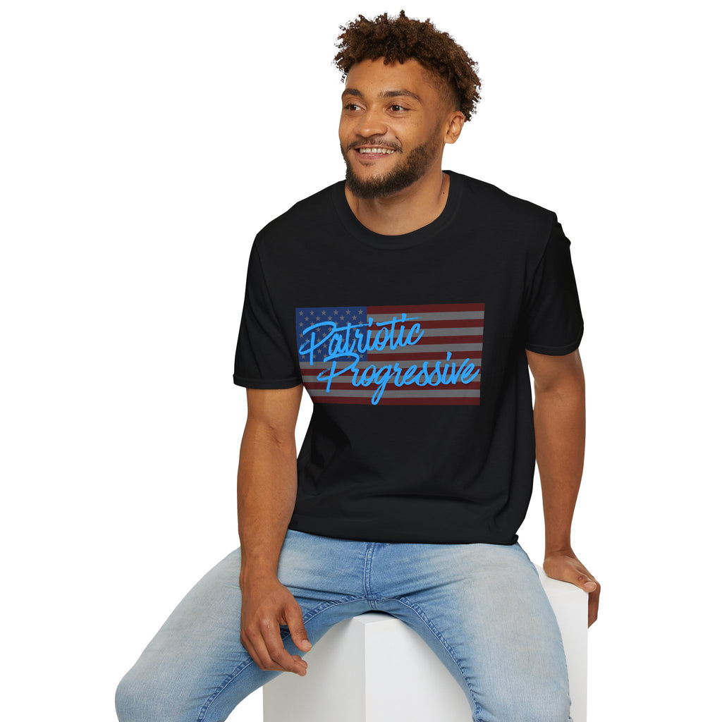 Patriotic Progressive T-Shirt — "Run for Local Government" Back Political Tee
