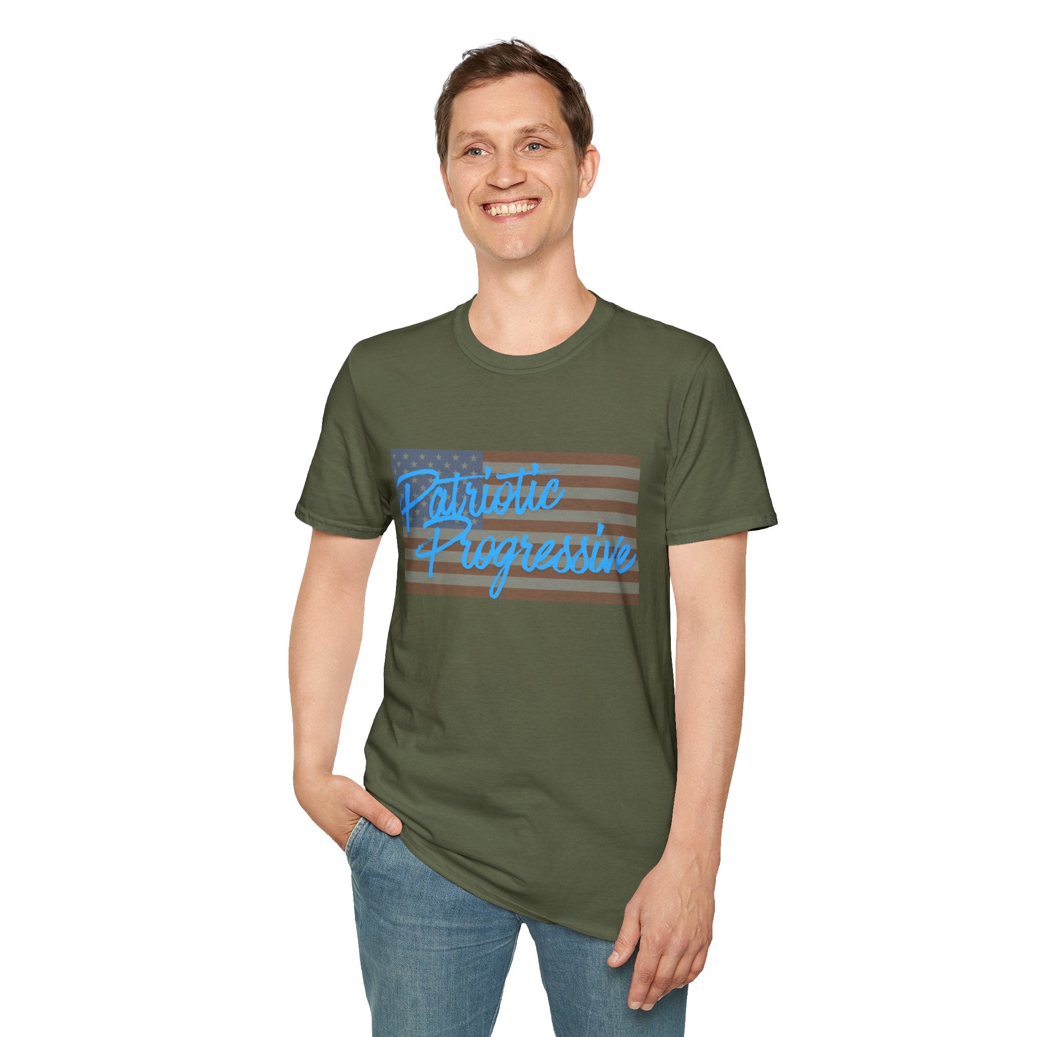 Patriotic Progressive T-Shirt — "Run for Local Government" Back Political Tee