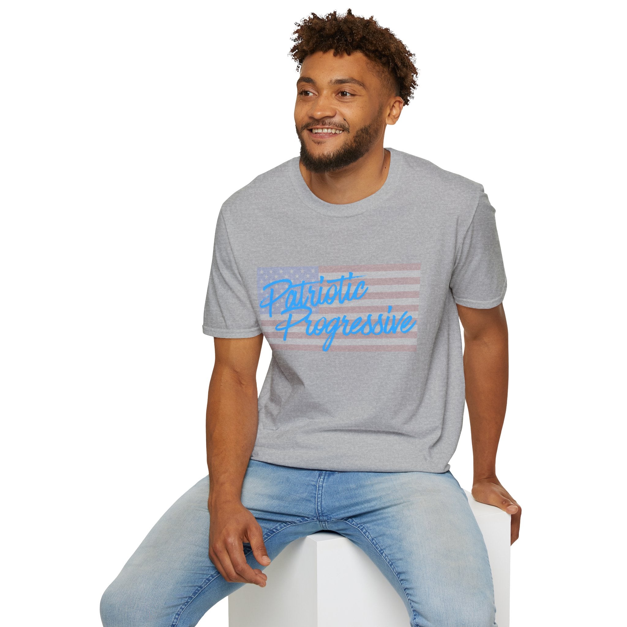 Patriotic Progressive T-Shirt — "Run for Local Government" Back Political Tee