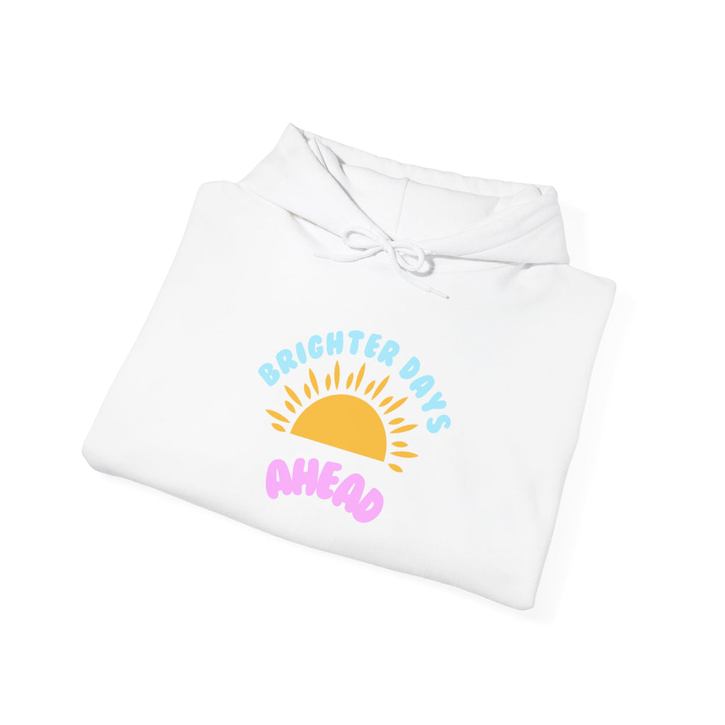 Brighter Days Ahead Hoodie — Pastel Sun Graphic with Diversity Equity Inclusion Back