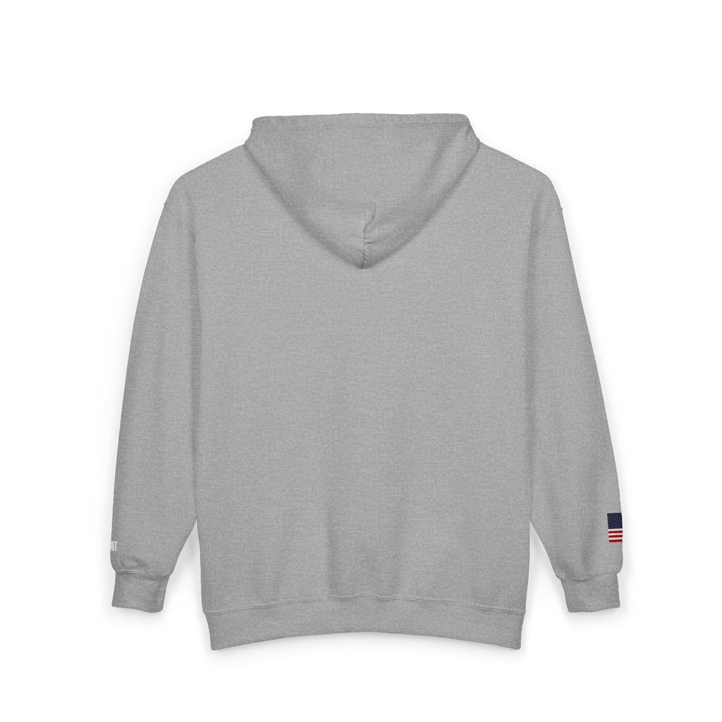 Embroidered Zip Hoodie — "Radical Leftist Scum" Full-Zip Sweatshirt, with "I Dissent" on left wrist
