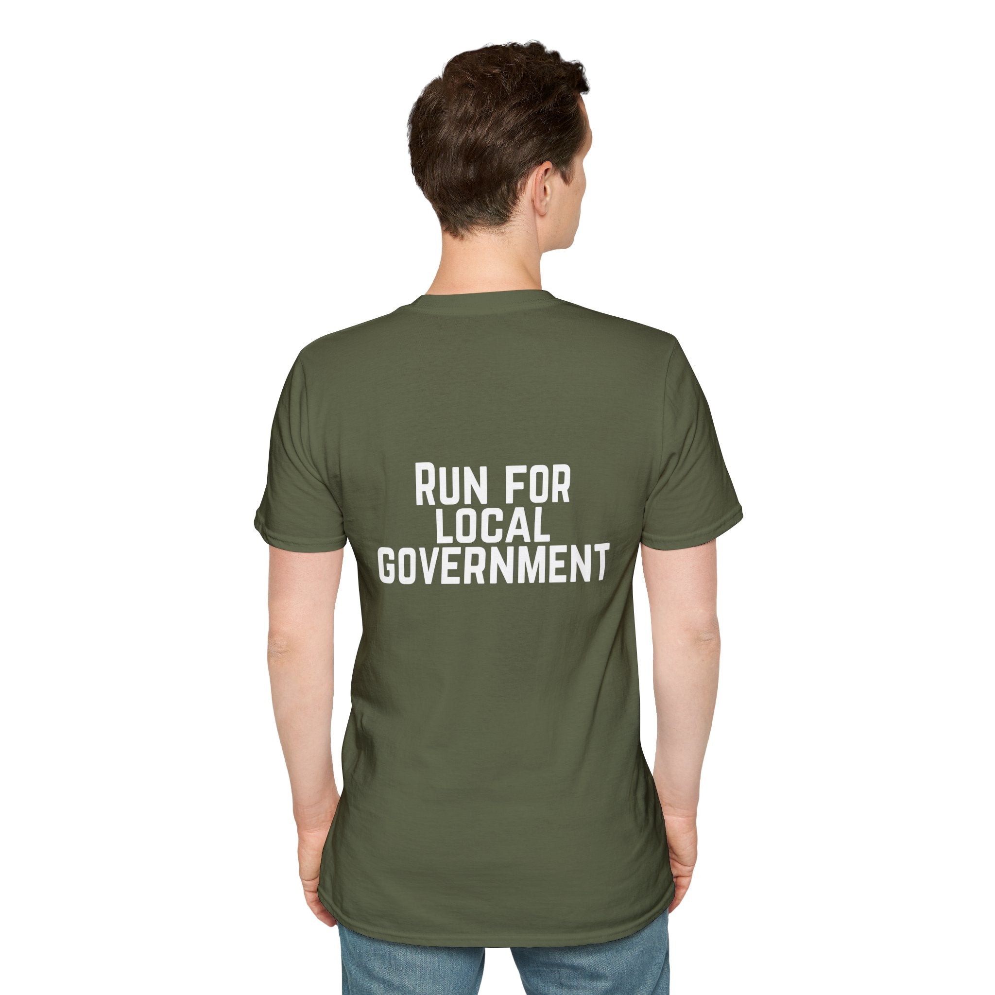 Patriotic Progressive T-Shirt — "Run for Local Government" Back Political Tee