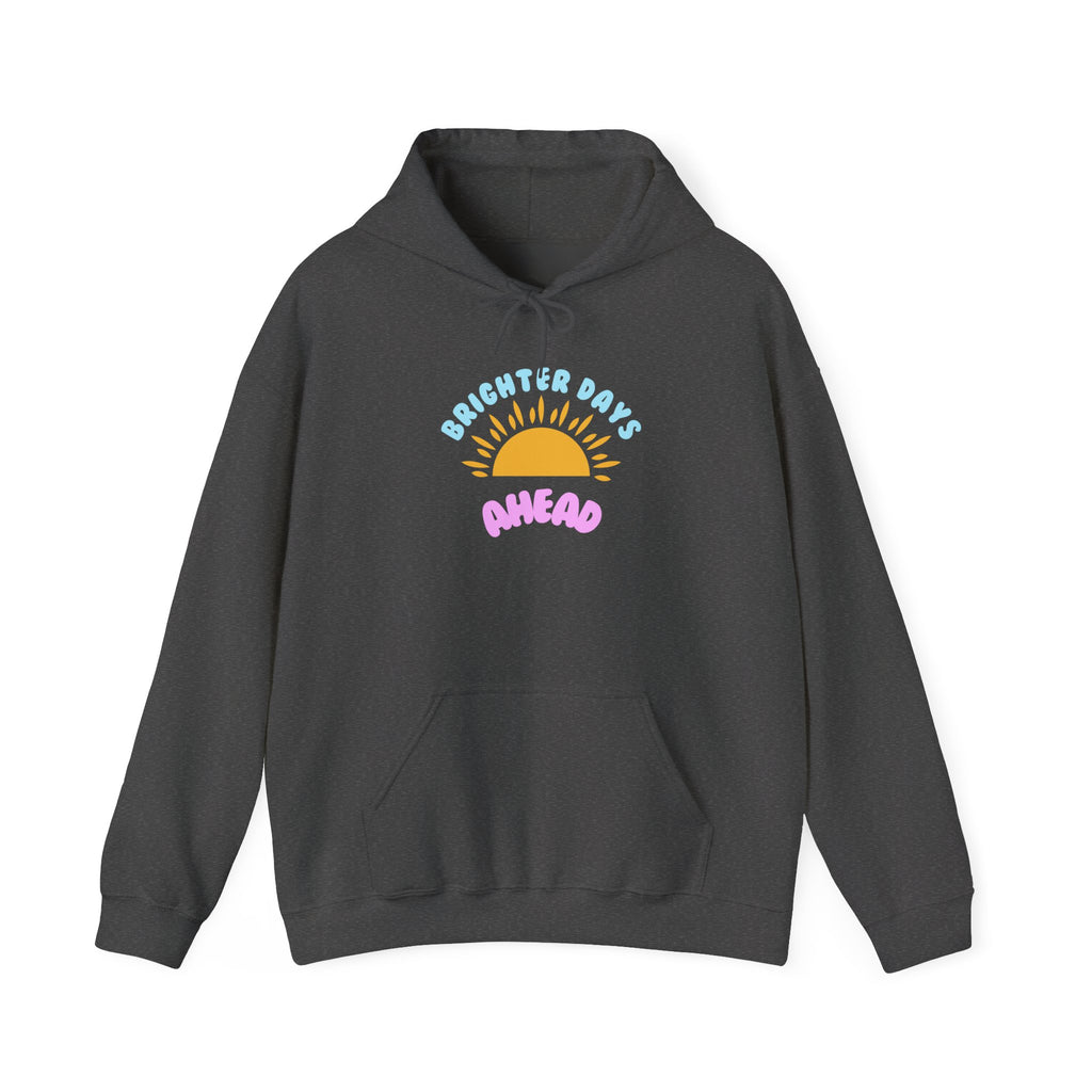 Brighter Days Ahead Hoodie — Pastel Sun Graphic with Diversity Equity Inclusion Back
