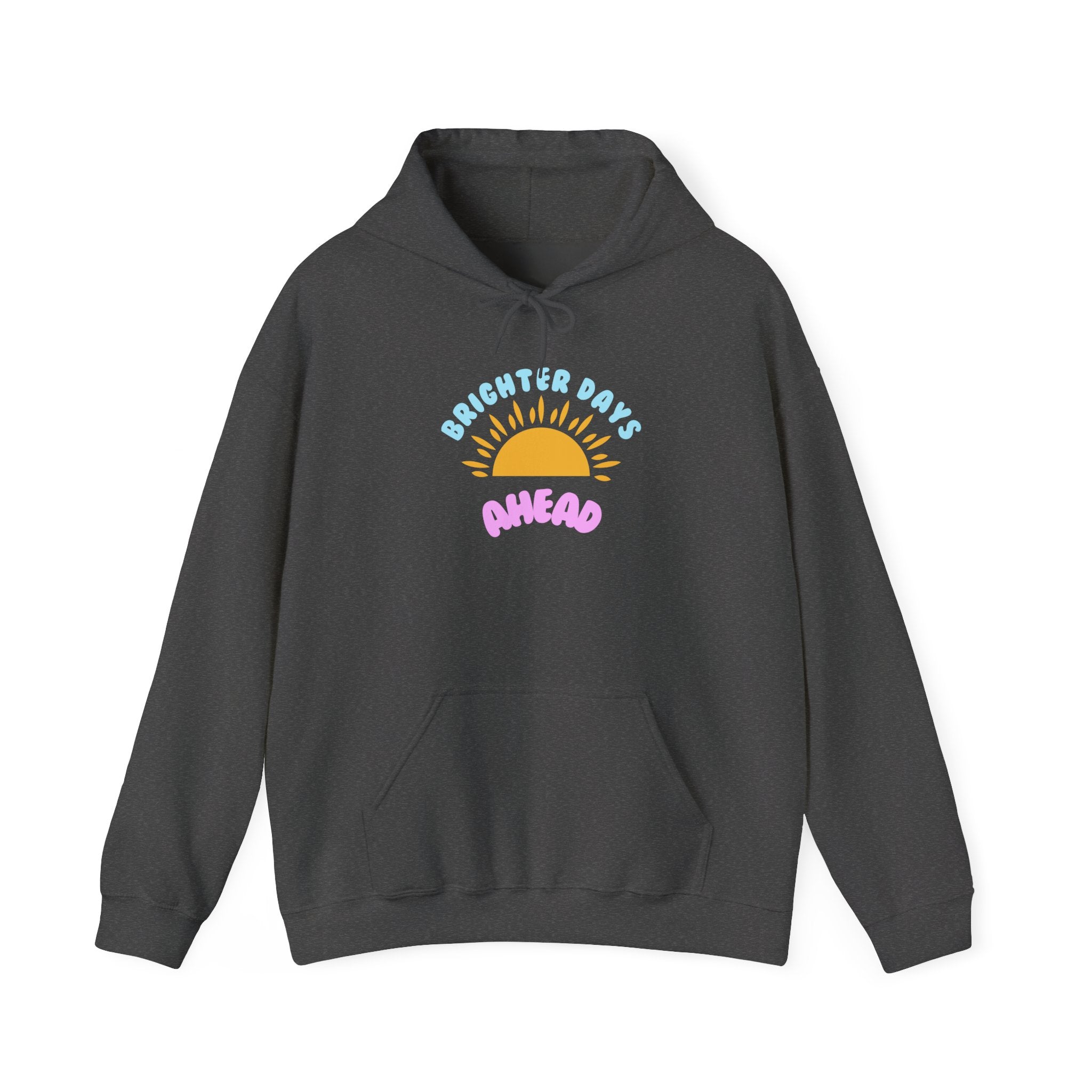 Brighter Days Ahead Hoodie — Pastel Sun Graphic with Diversity Equity Inclusion Back