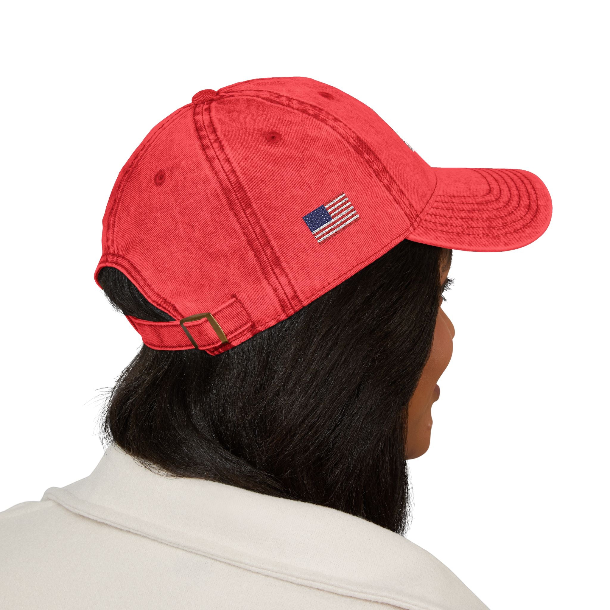 Leftist Patriot Vintage Embroidered Cap — Distressed Red American Flag Hat