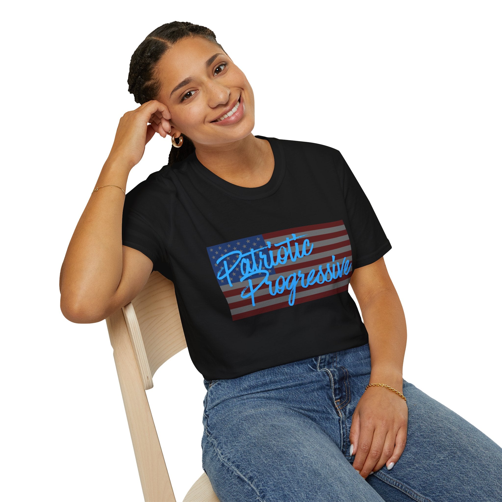 Patriotic Progressive T-Shirt — "Run for Local Government" Back Political Tee