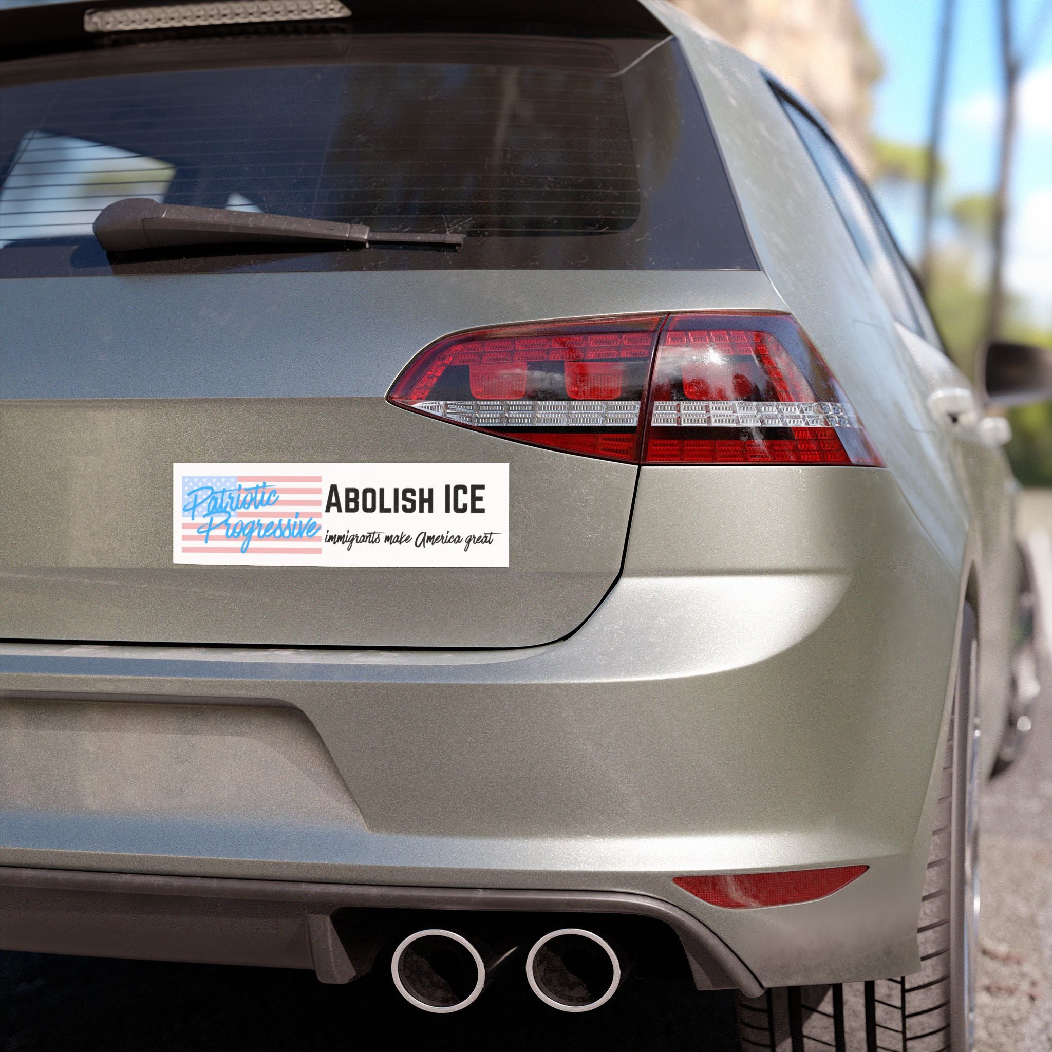Abolish ICE Patriotic Progressive Car Magnet – "Immigrants Make America Great" Bumper Sticker Magnet