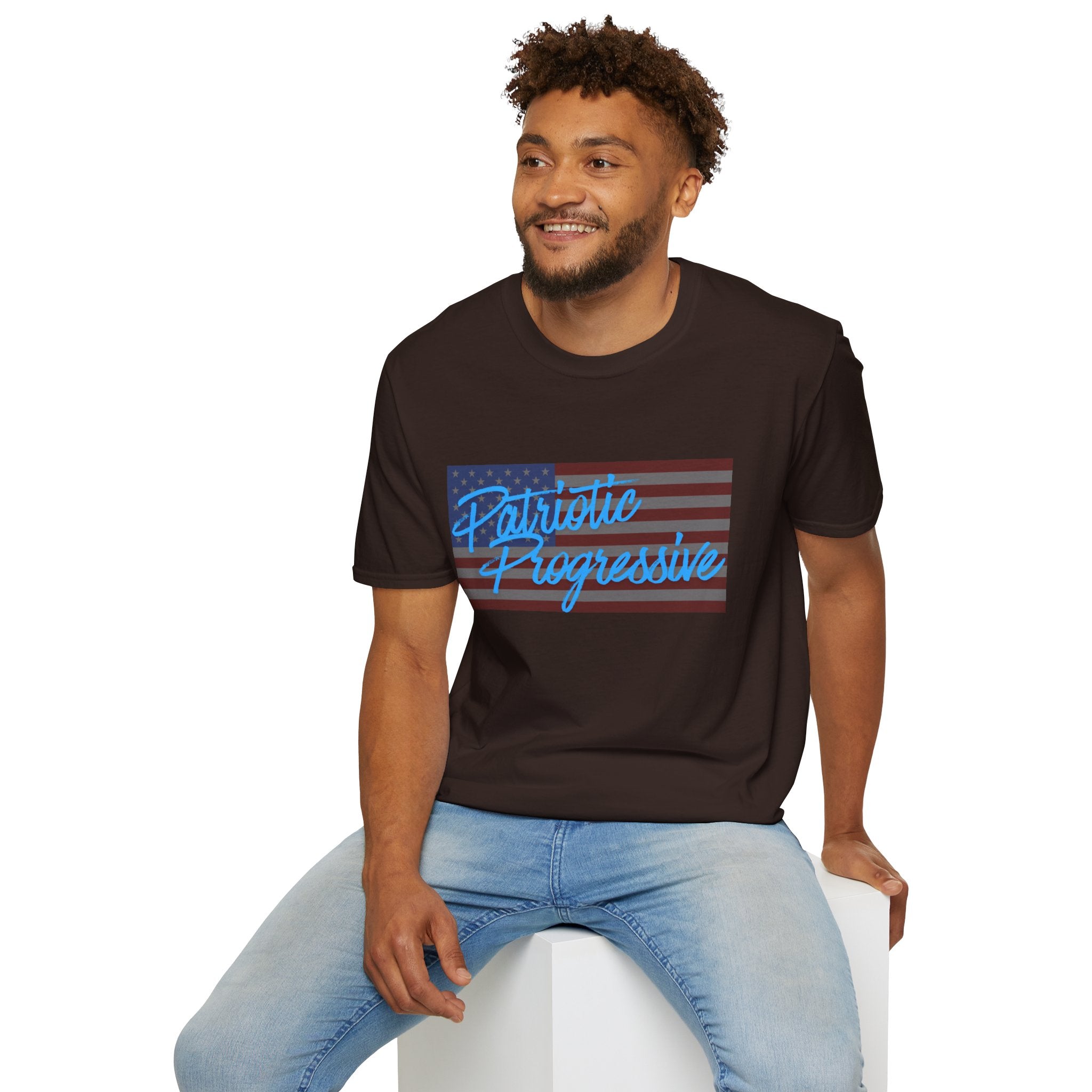 Patriotic Progressive T-Shirt — "Run for Local Government" Back Political Tee