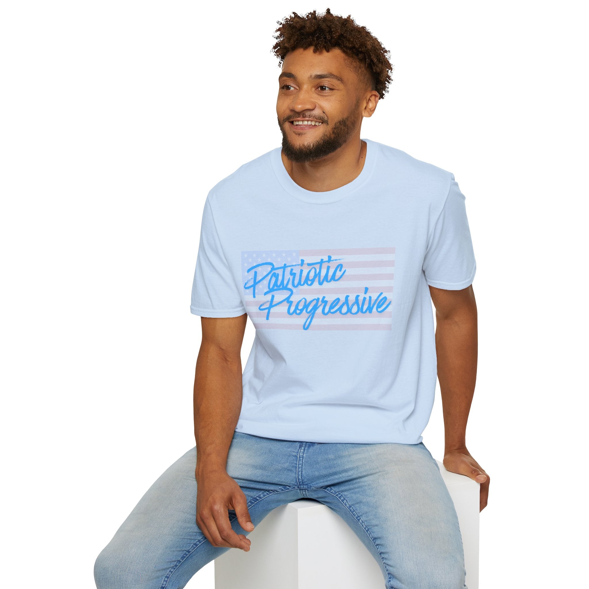 Patriotic Progressive T-Shirt — "Run for Local Government" Back Political Tee